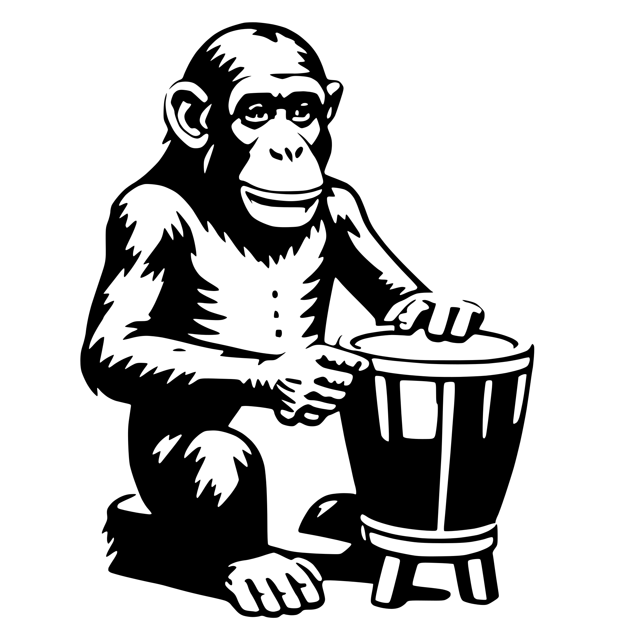 AI-generated SVG of a chimp with drum