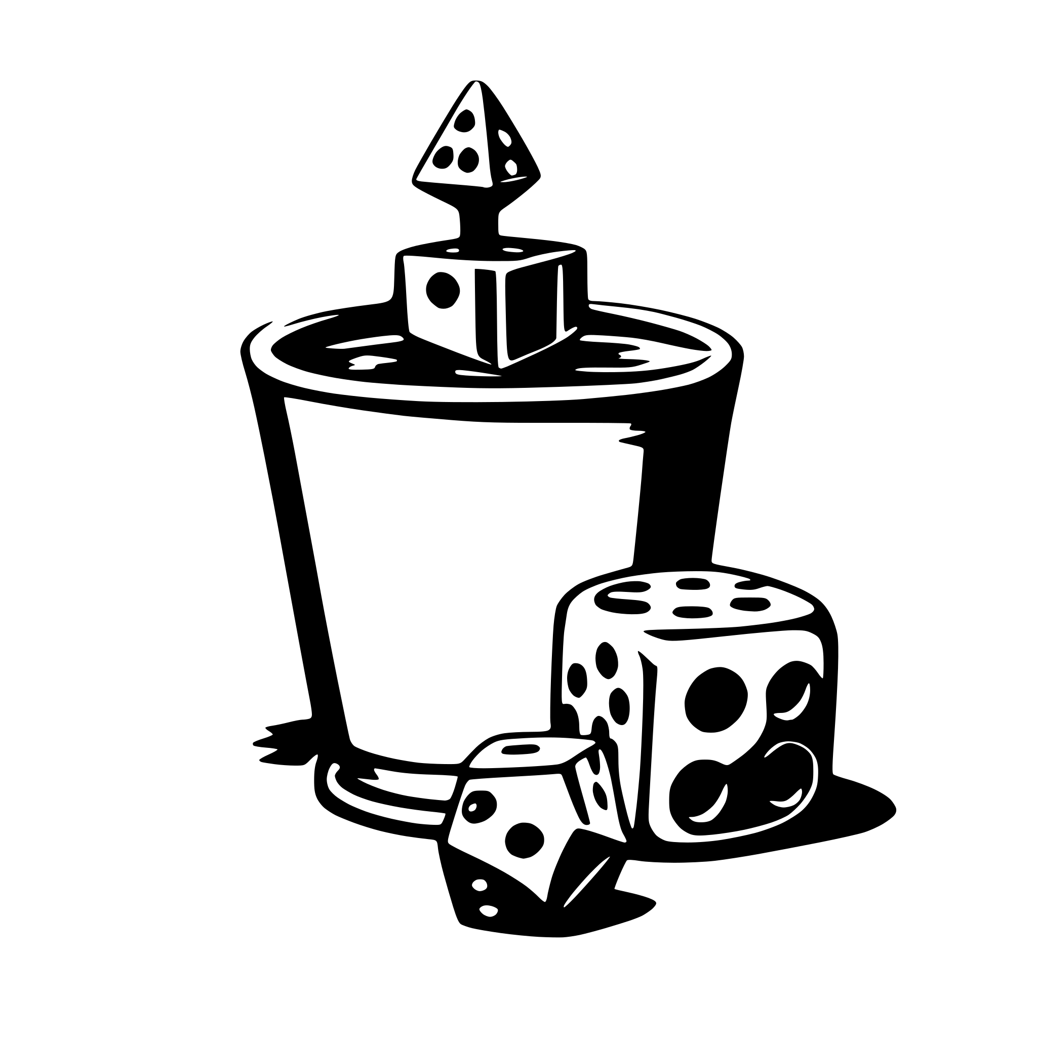 AI-generated SVG of a a logog for the game little max. Maybe two dice falling out of a cup