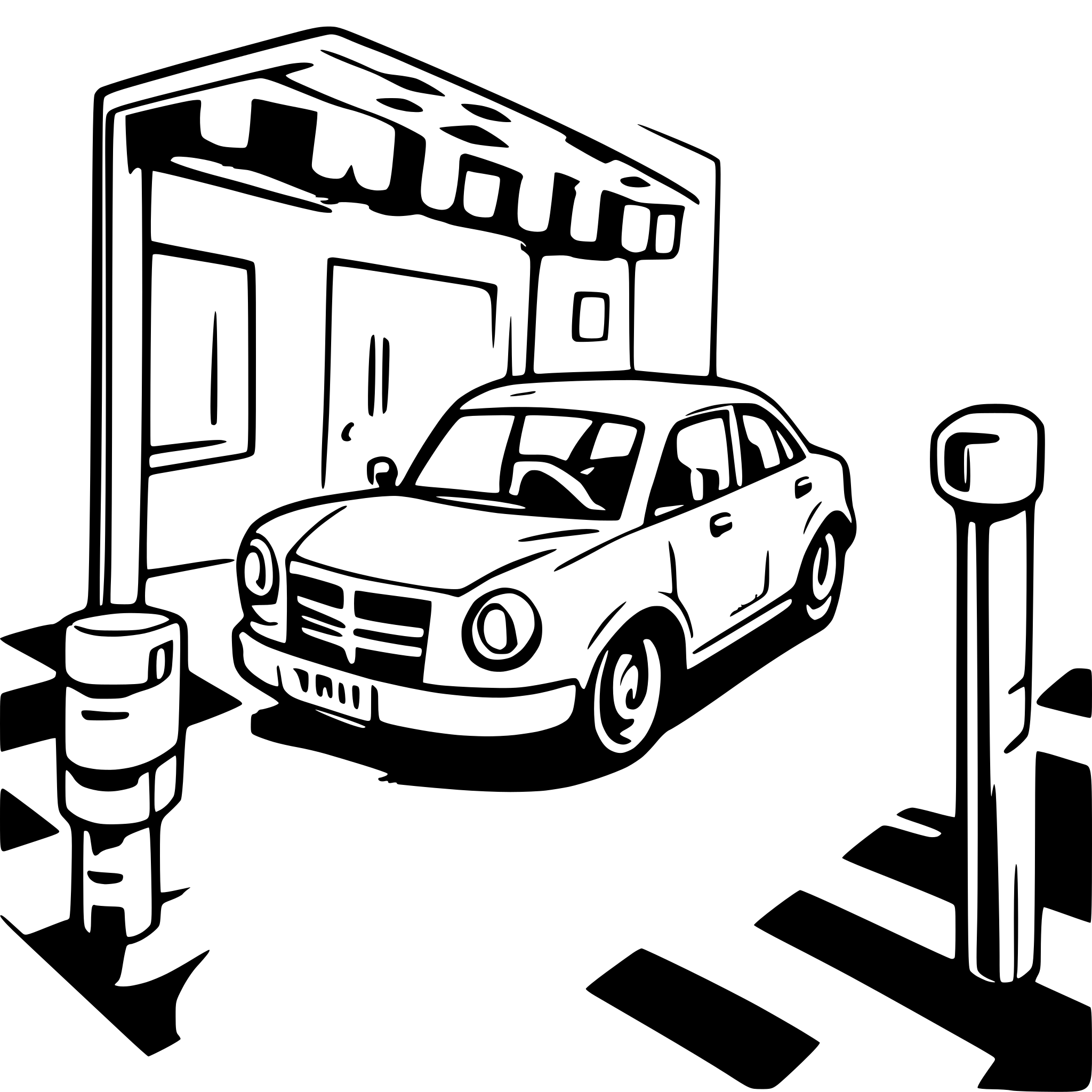 AI-generated SVG of a Car entering parking with barrier opening