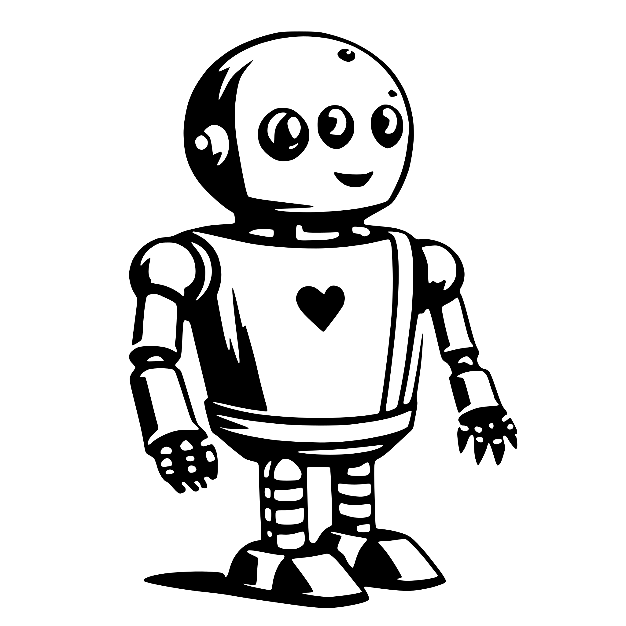 AI-generated SVG of 'robot with heart on belly'