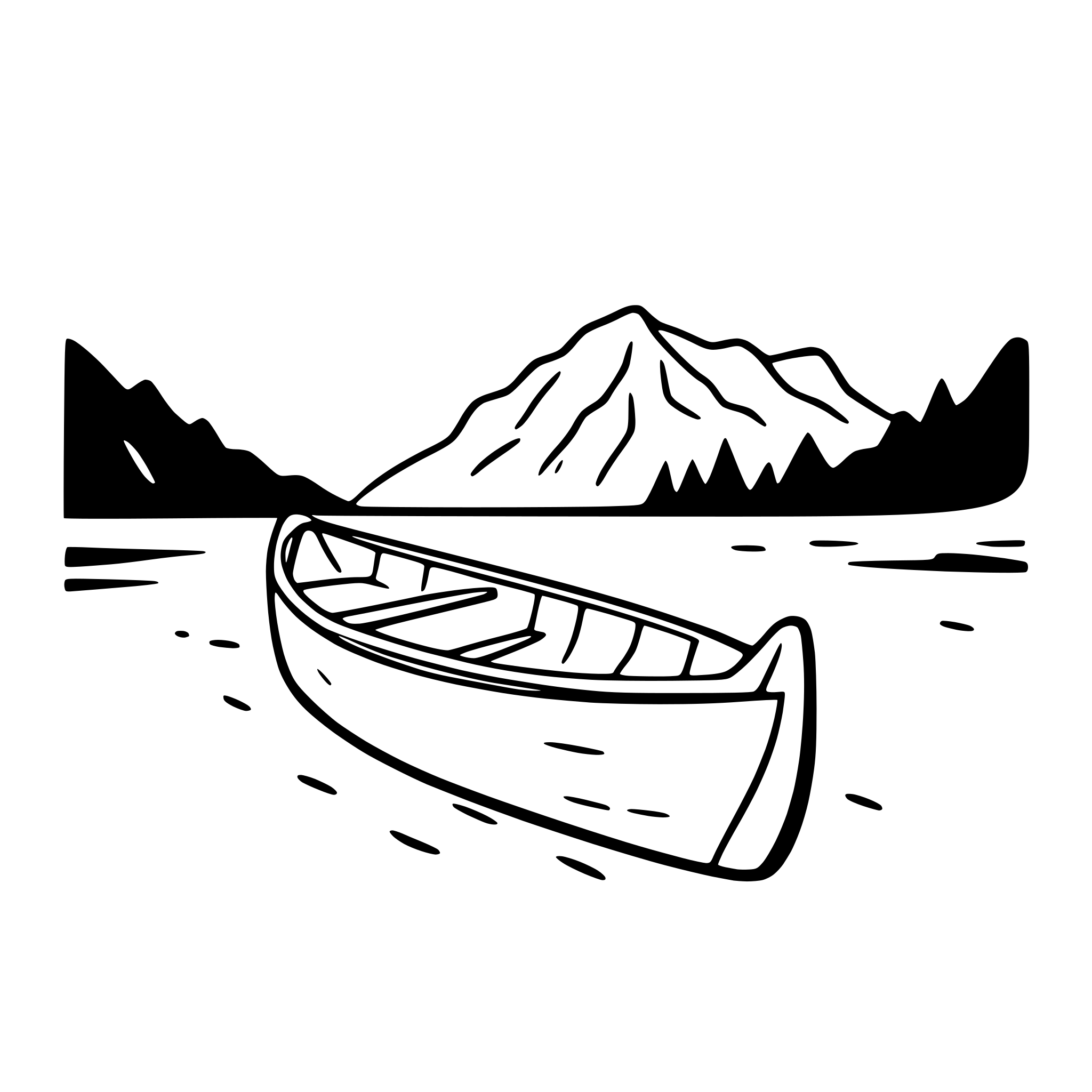 AI-generated SVG of 'canoe in mountain lake'