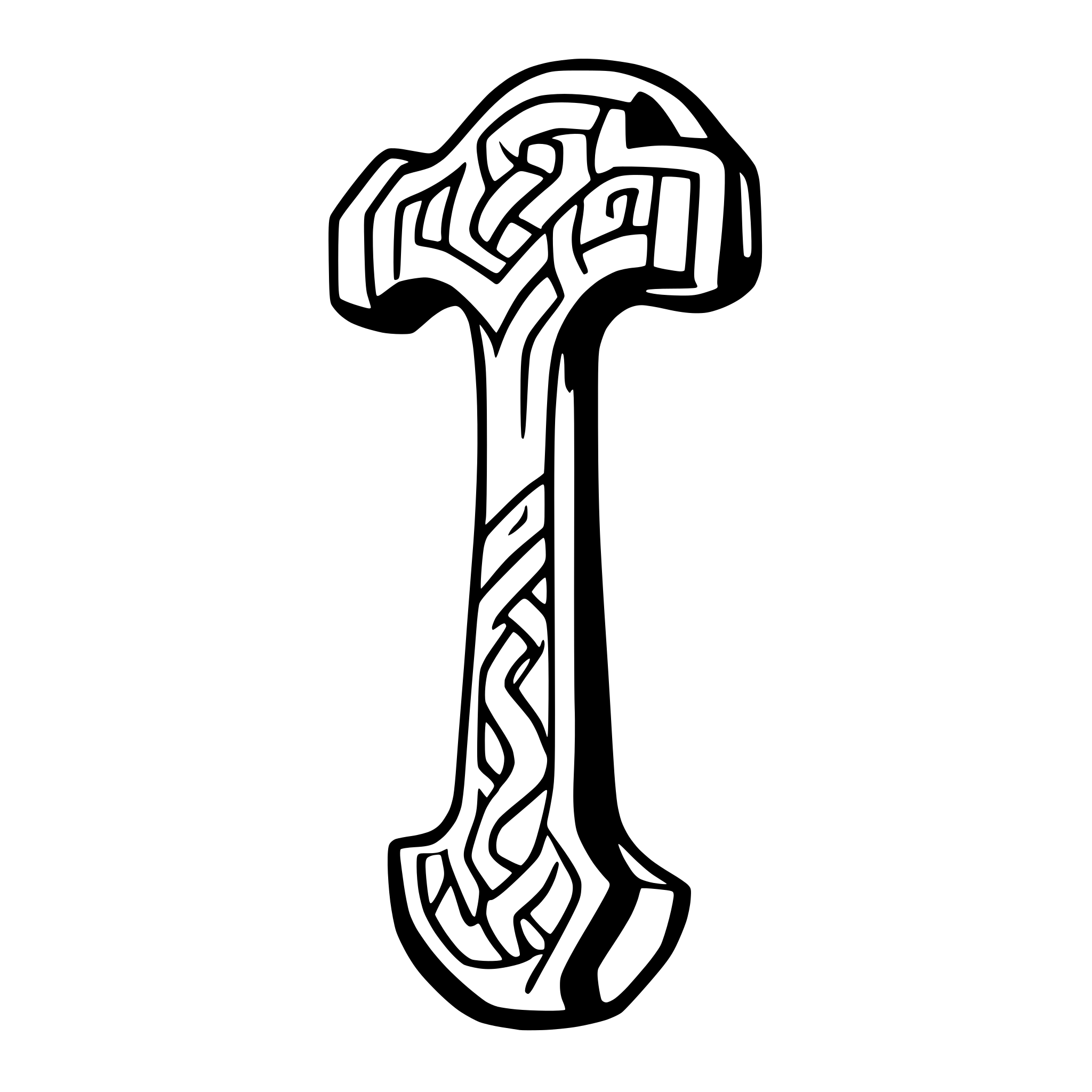 AI-generated SVG of 'a hammer with symetrical celtic decoration'