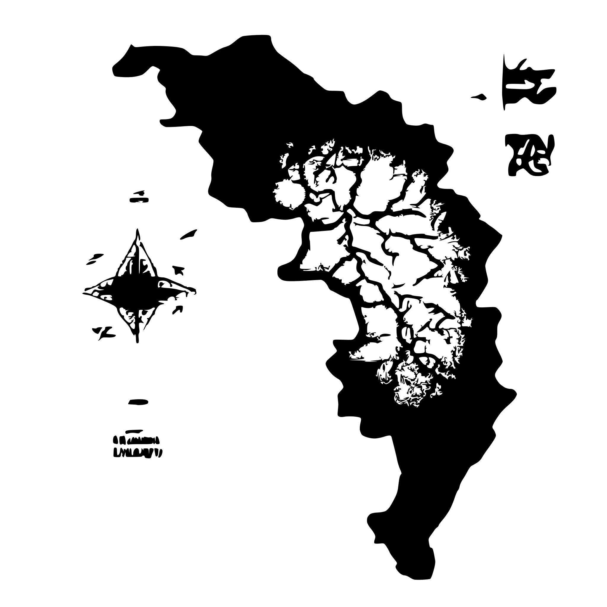 AI-generated SVG of a Map of East Kalimantan with a marker for the Kutai Kingdom in the 4th century AD