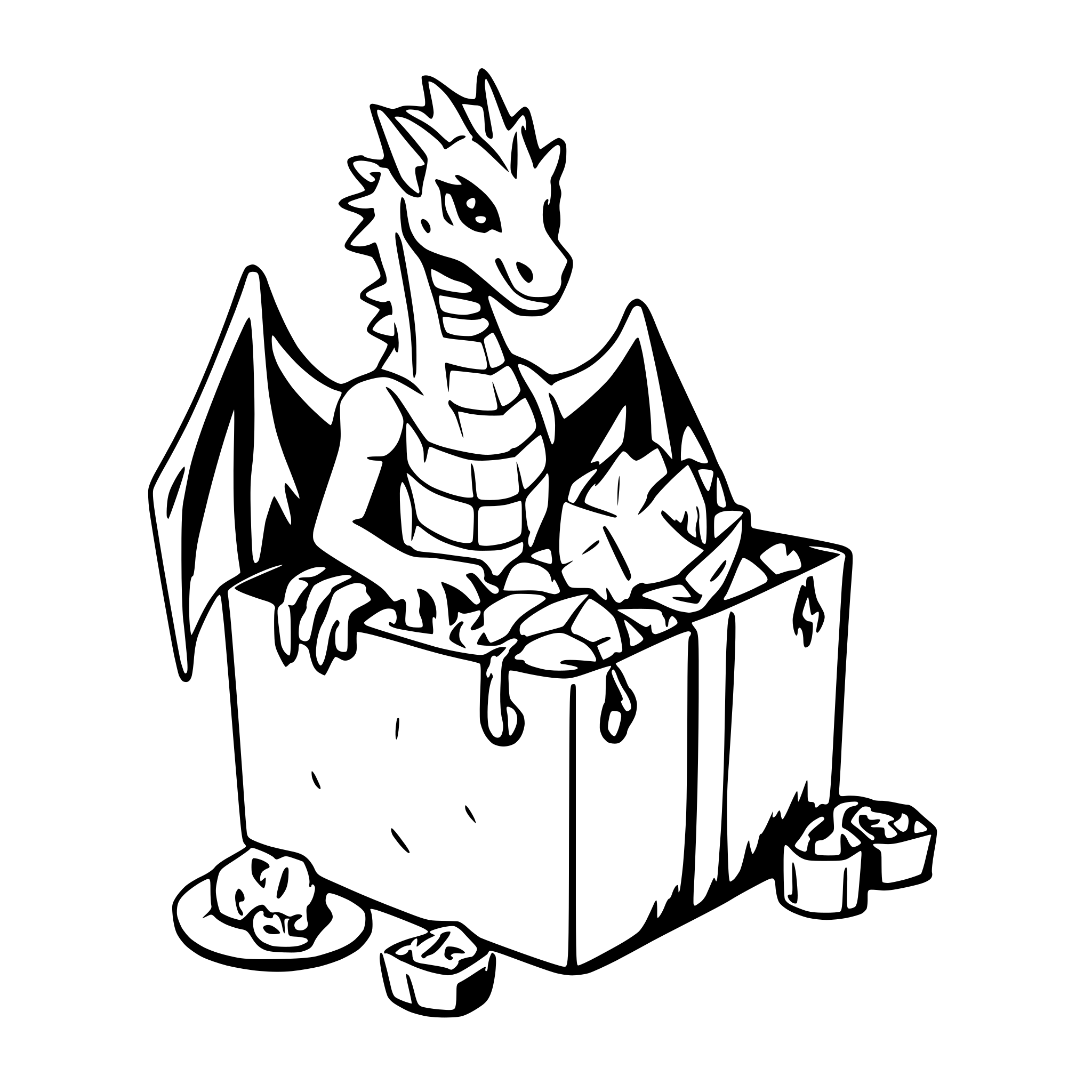 AI-generated SVG of a dragon guarding treasure