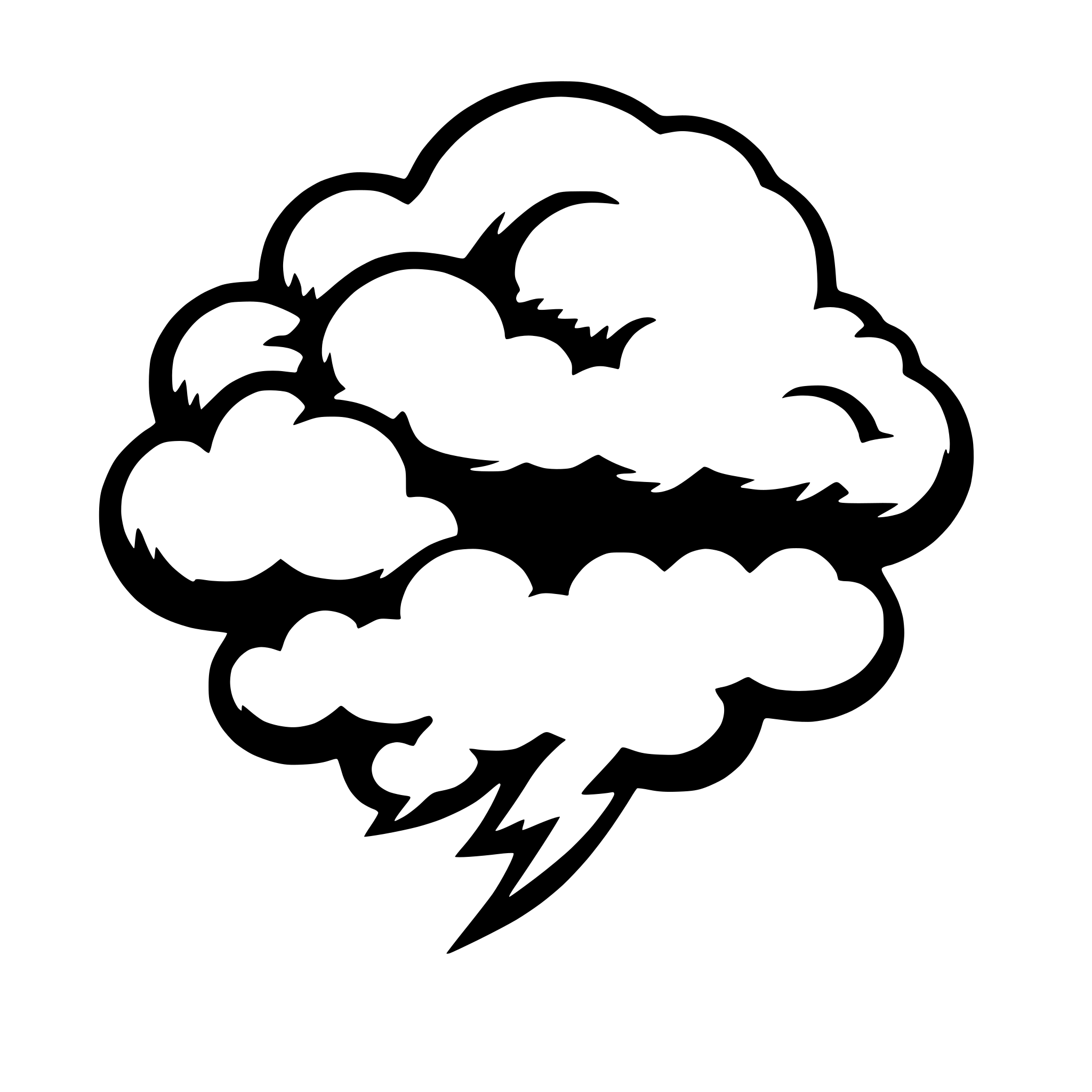 AI-generated SVG of a A fluffy cloud with a flash from it. Will be a computer icon and should be fairly simple