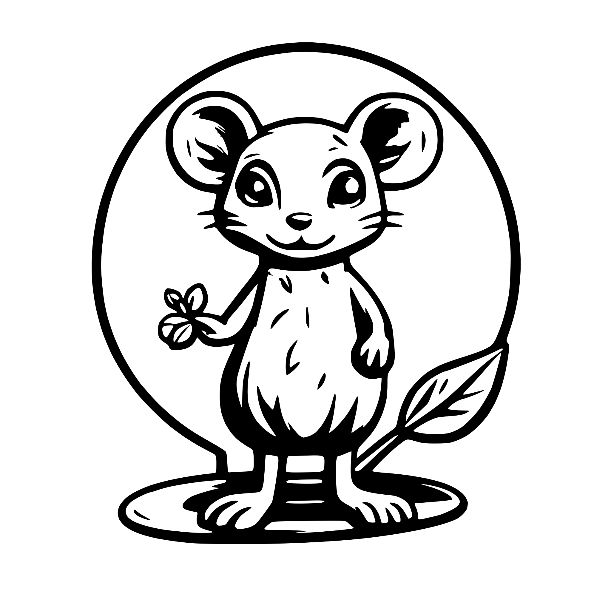 AI-generated SVG of 'A cute, little rat, standing on its two feet, holding a pea with both of his hands. looking at the viewer with an innocent gaze.'