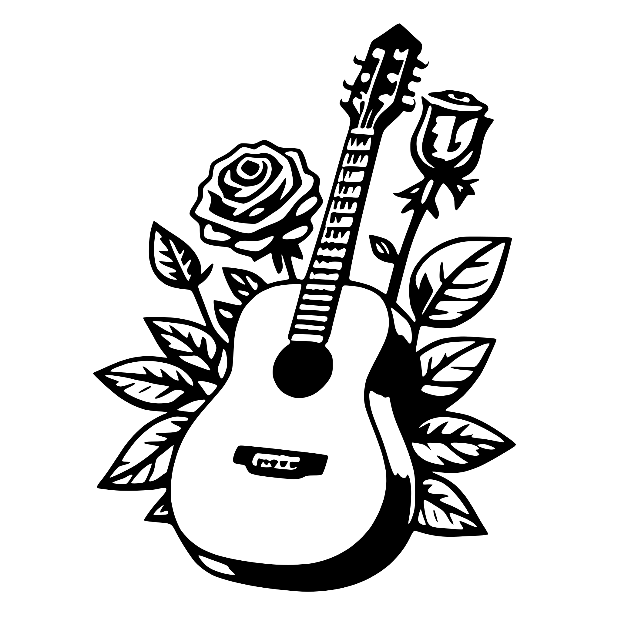 AI-generated SVG of 'guitar and roses'
