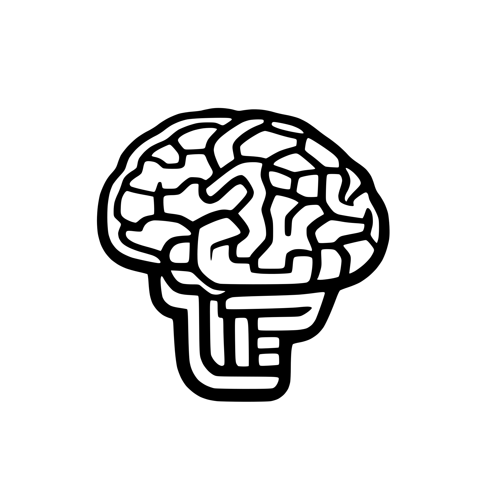 AI-generated SVG of a "Generate a detailed SVG illustration replicating the uploaded brain shape — an organic, slightly cartoonish but clear brain outline with visible folds and lobes. Enhance it with futuristic gamification details: add glowing neuron nodes connected by curved neural pathways, subtle progress indicators (like small achievement rings or digital badge icons) embedded around key brain areas. Use a sleek, tech-inspired color palette (blues, purples, neon accents) to convey intelligence and productivity.