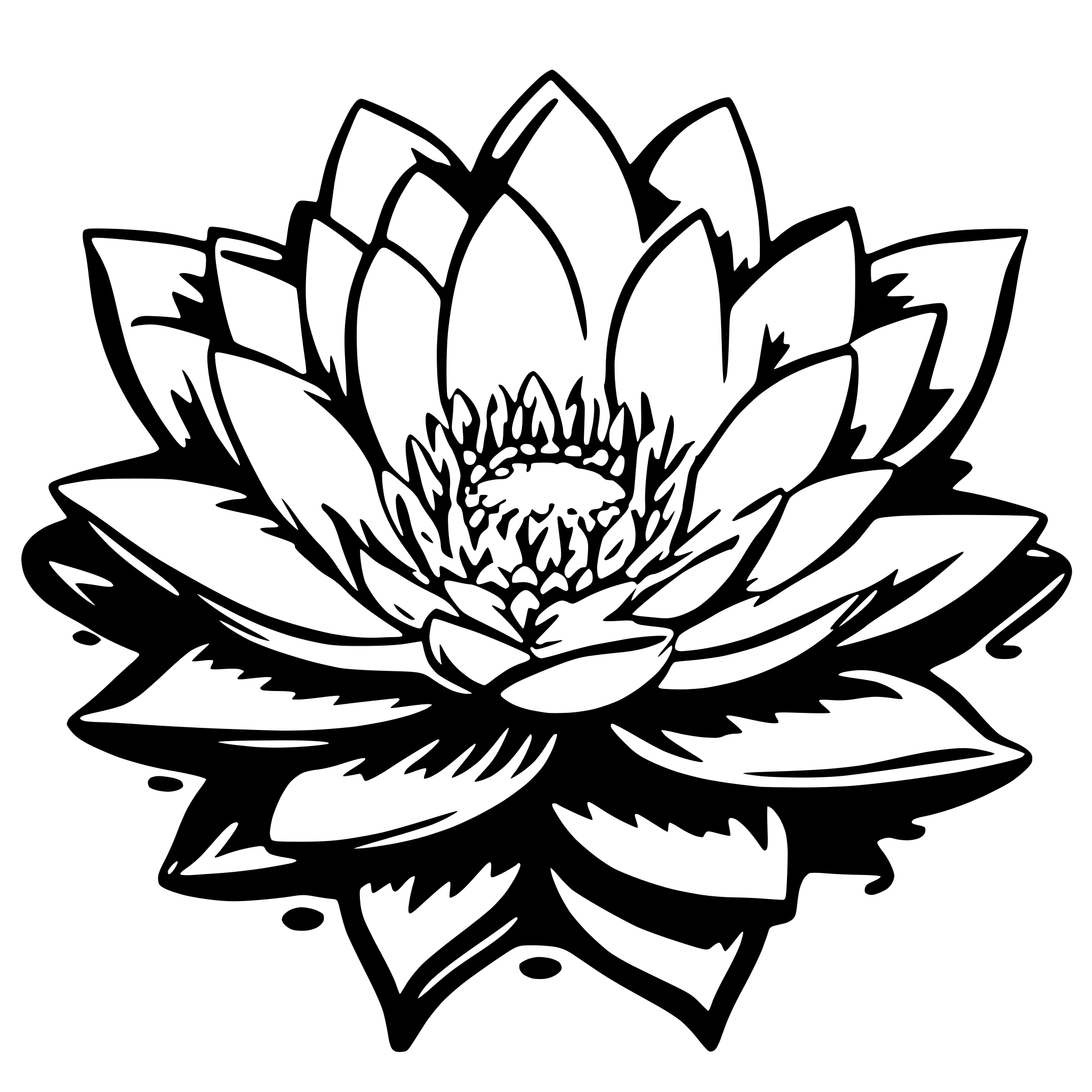 AI-generated SVG of 'floral water lily mandala'