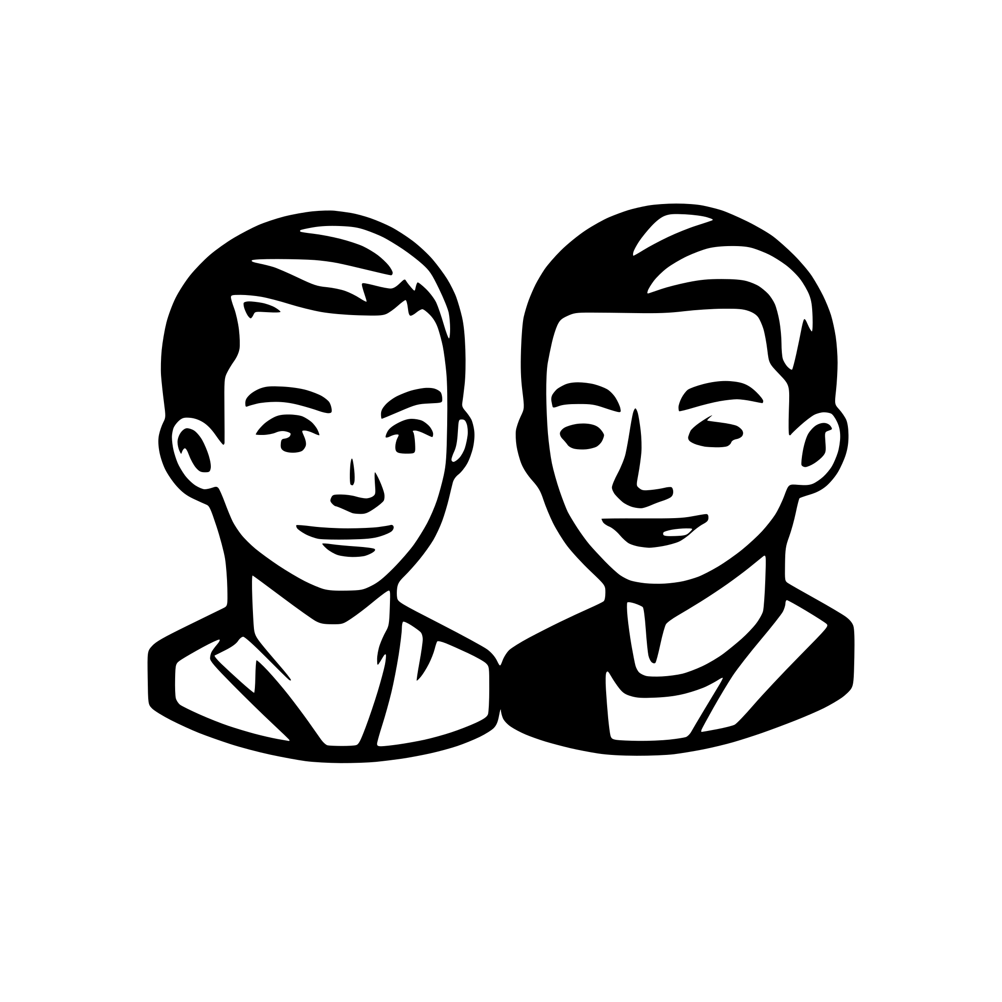 AI-generated SVG of a 2 faces of men talking, abstract, black and white AI-generated SVG of a 2 faces of men talking, abstract, black and white