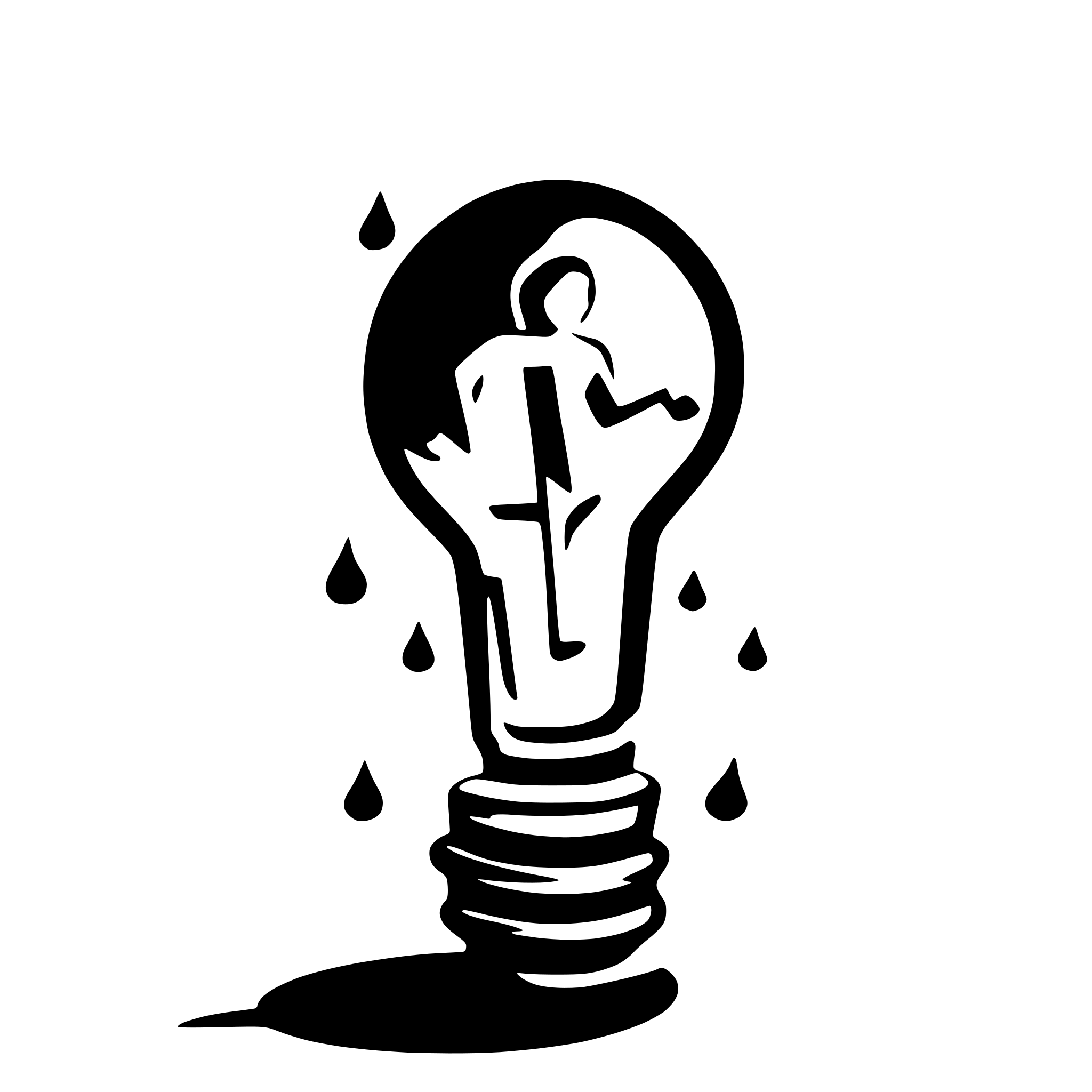 AI-generated SVG of a a figure leaping forward with energy, surrounded by a lightbulb, spark, and musical notes — symbolizing creativity, emotion, and spontaneity. The background should have a warm, gradient tone with smooth transitions, evoking a balanced yet dynamic atmosphere. Use clean, modern vector art with minimalist shapes and vibrant colors.