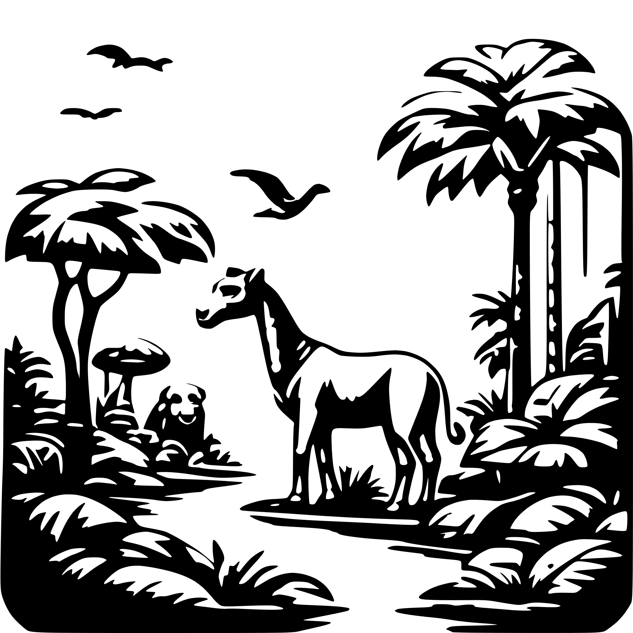 AI-generated SVG of a jungle animals ecosystem