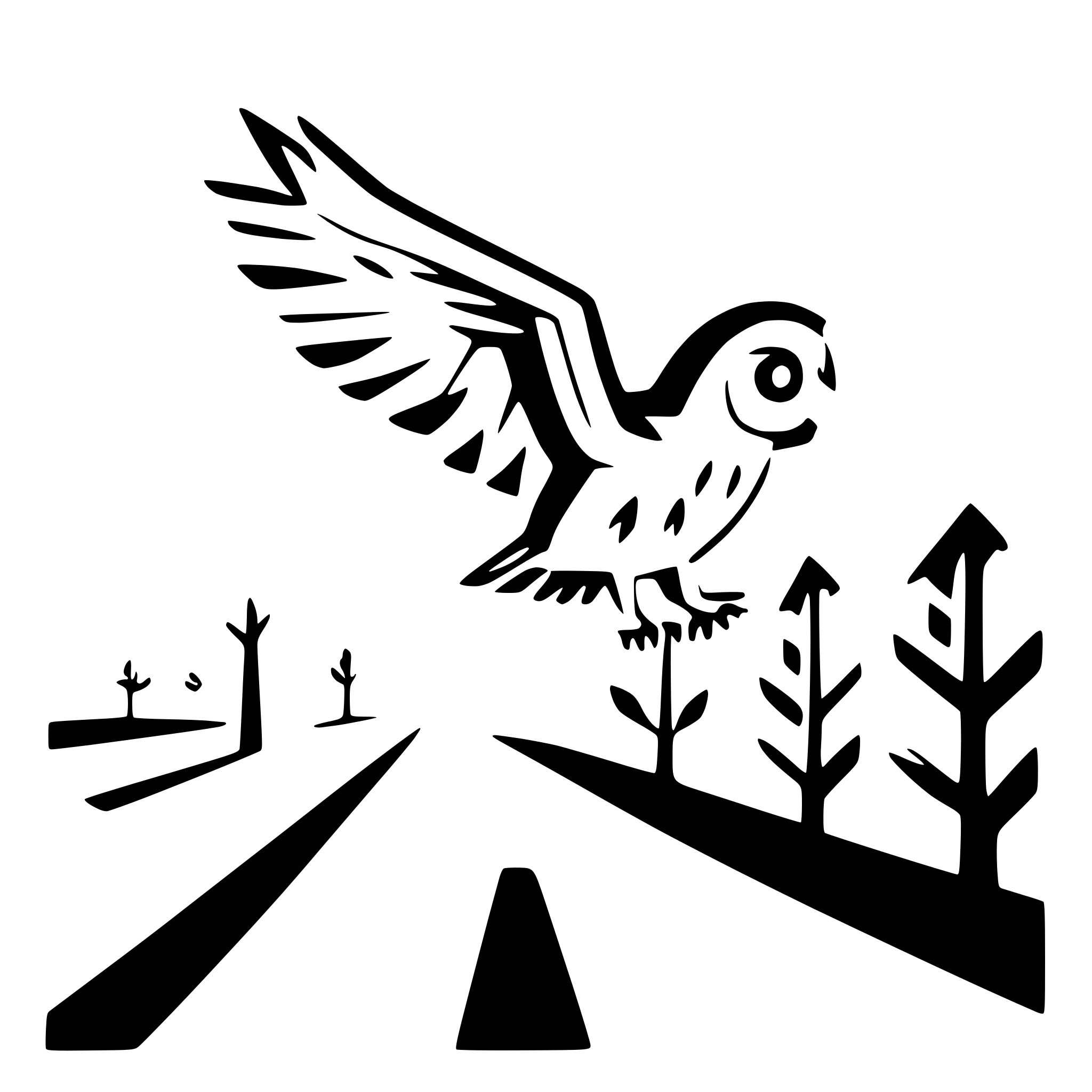 AI-generated SVG of a owl flying over a field