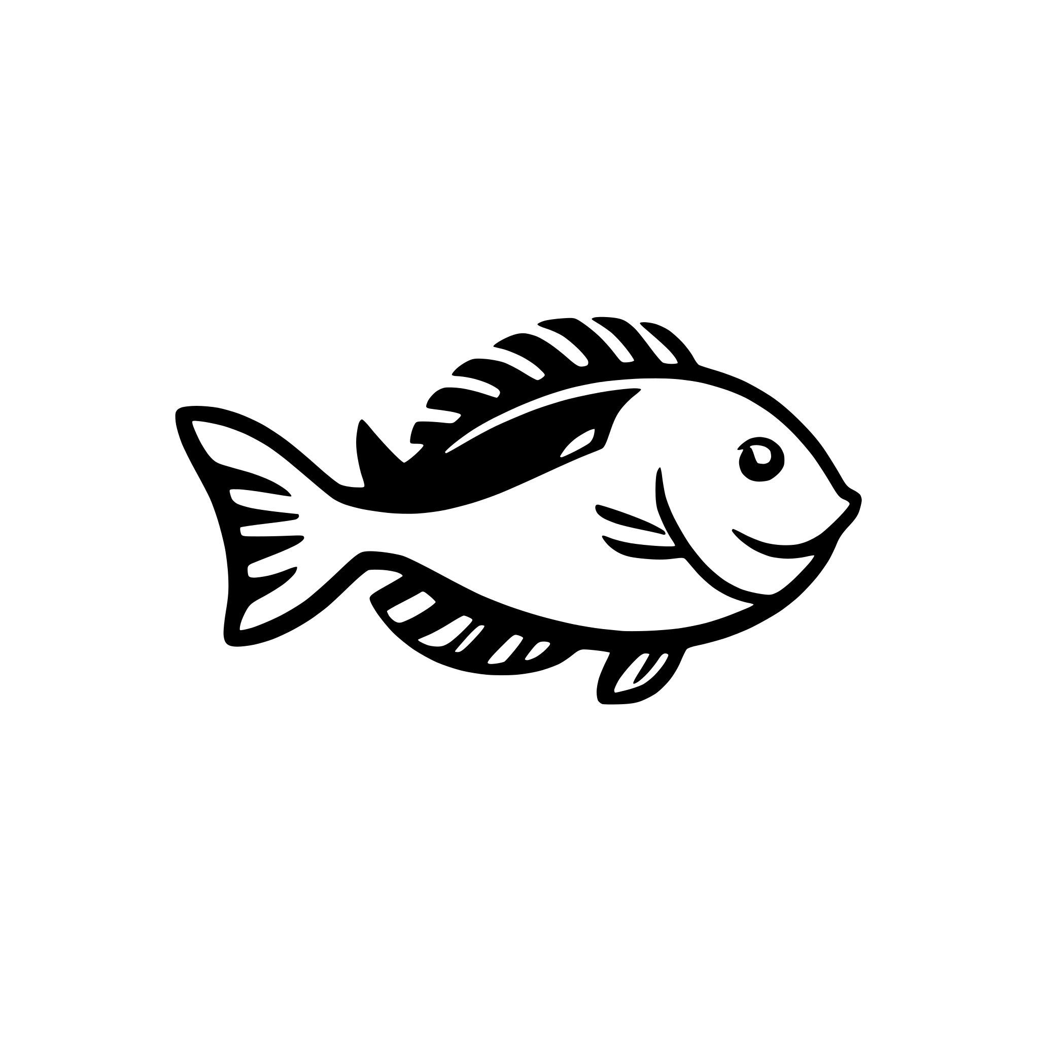 AI-generated SVG of a simple happy flat flounder fish as logo