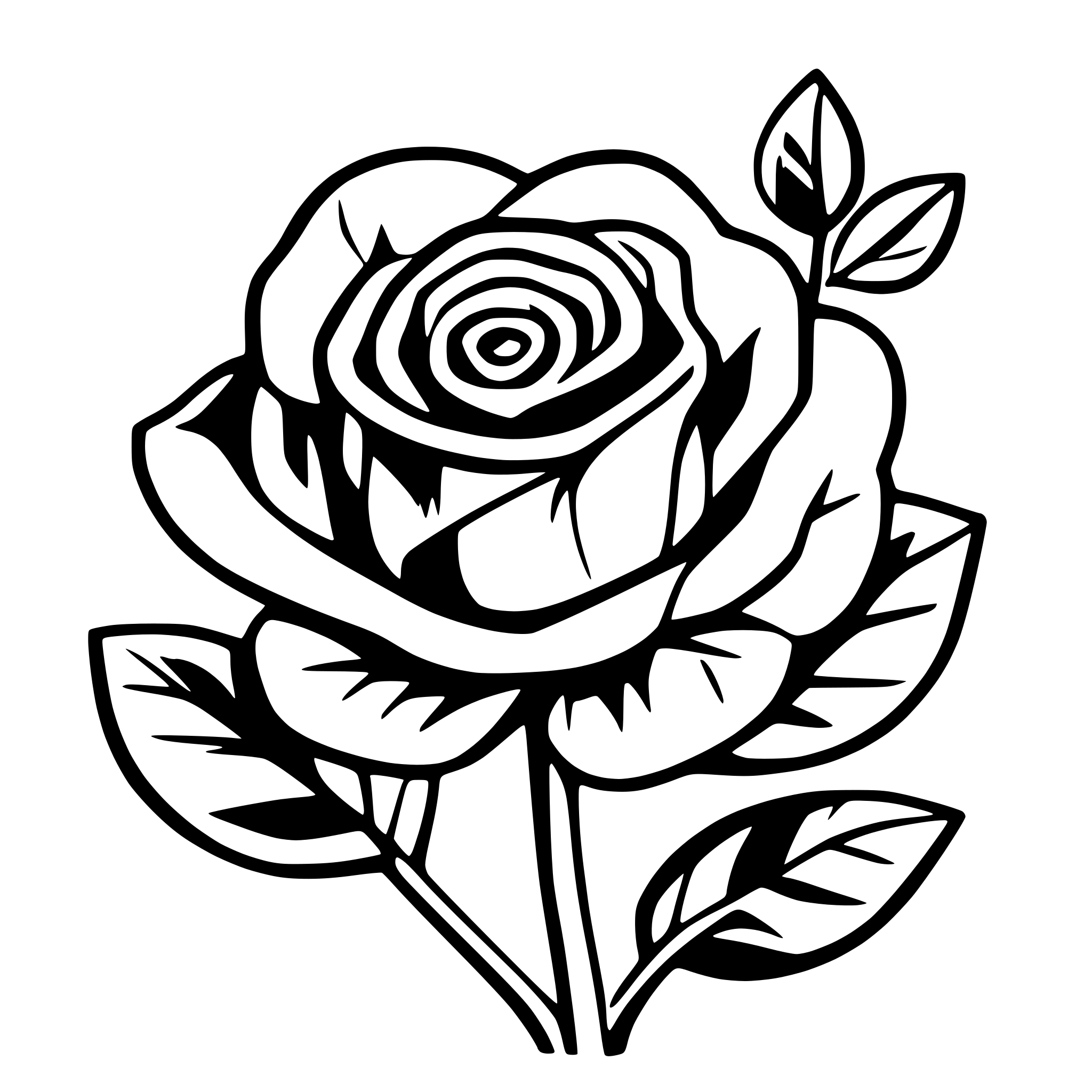 AI-generated SVG of 'rose flower and hearts'