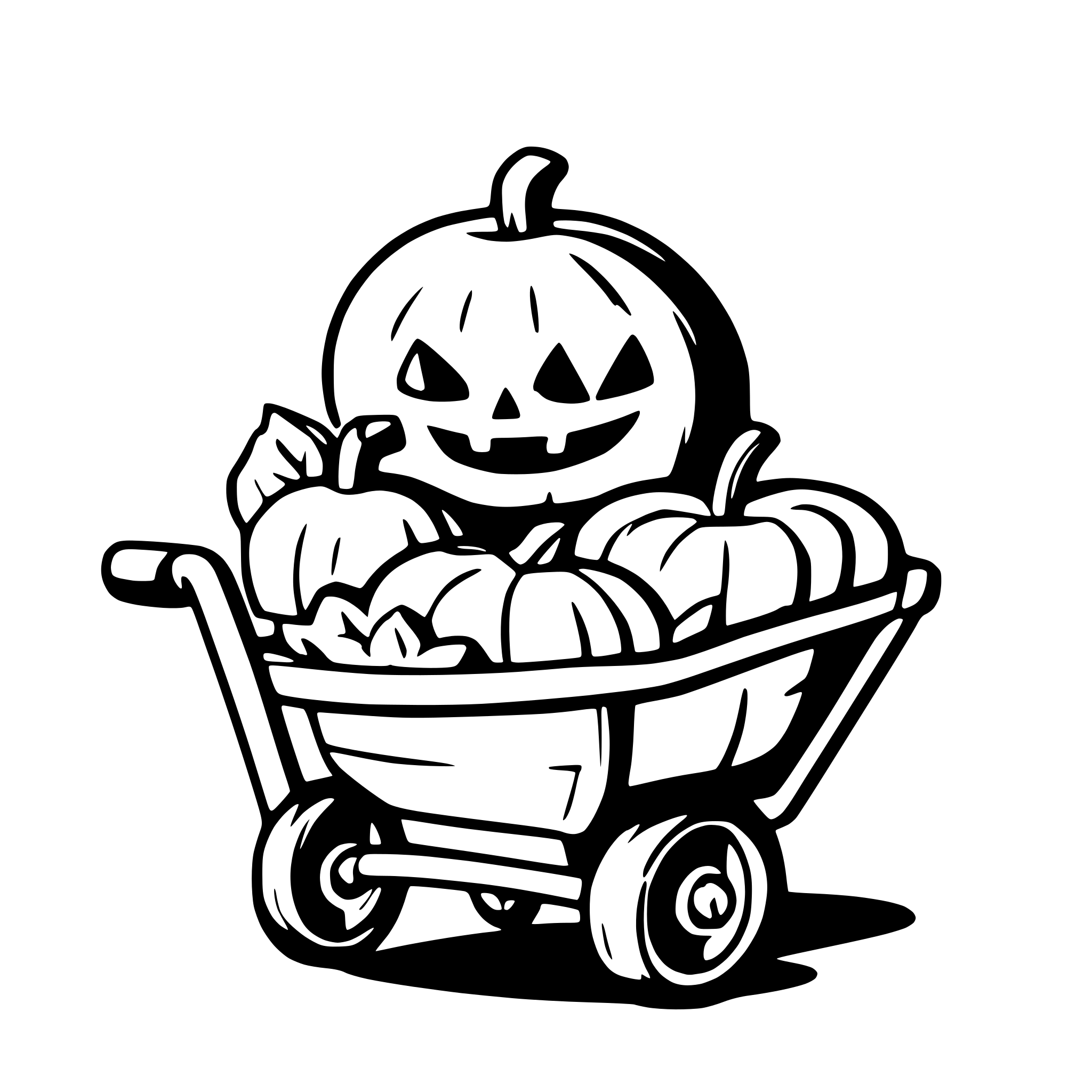 AI-generated SVG of a spookey pumpkins with wheelbarrow