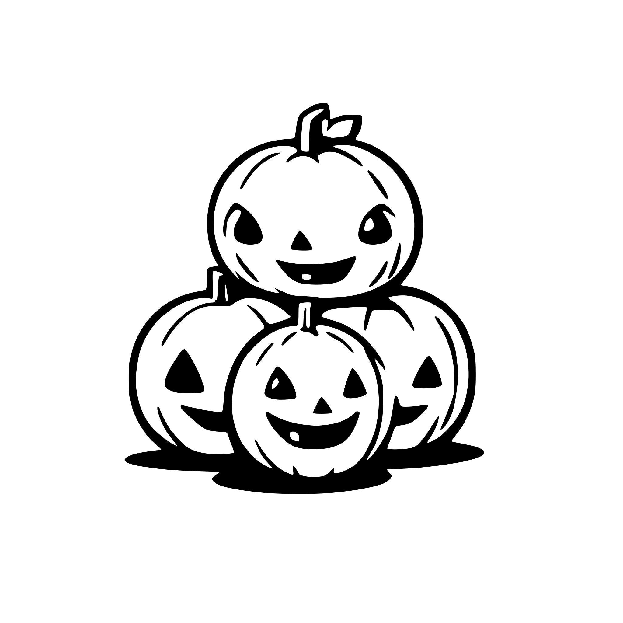AI-generated SVG of a three funny halloween pumpkins