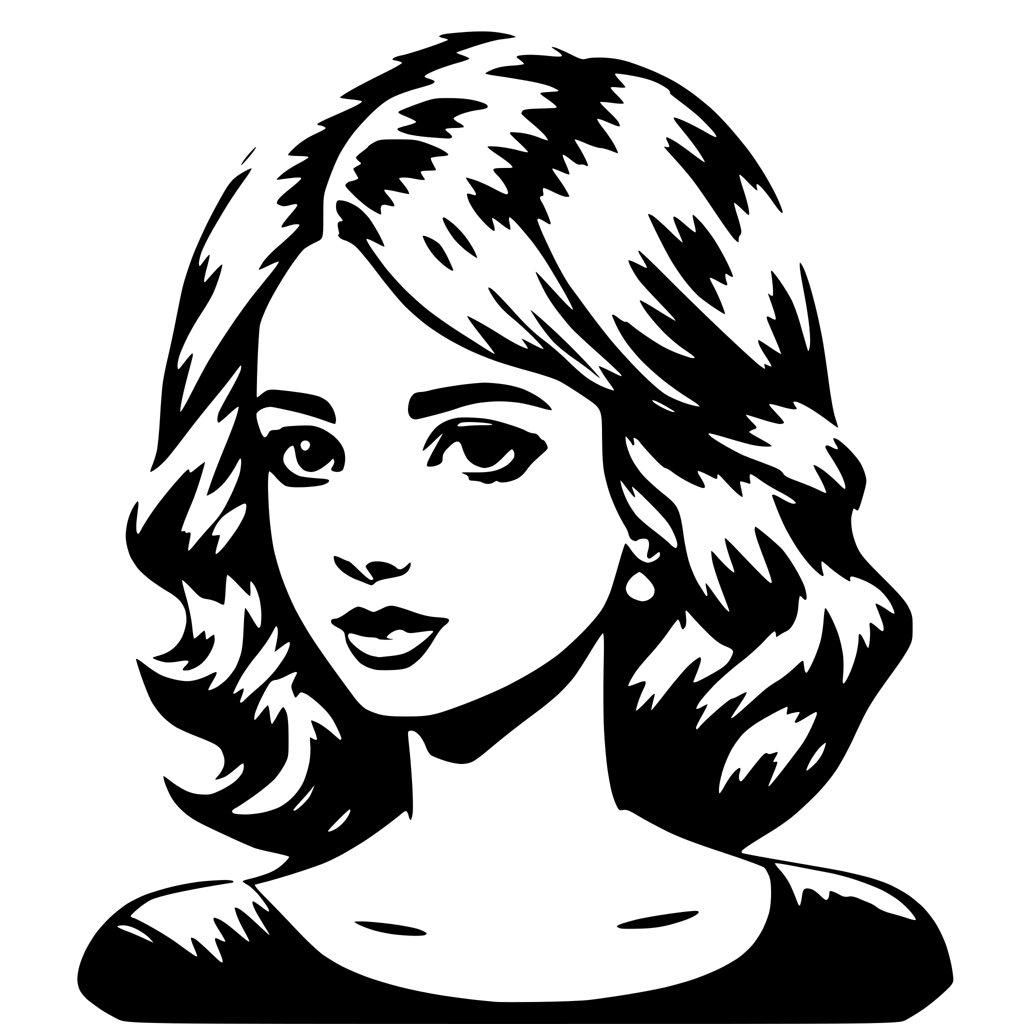 AI-generated SVG of 'Girl's hair with volume'