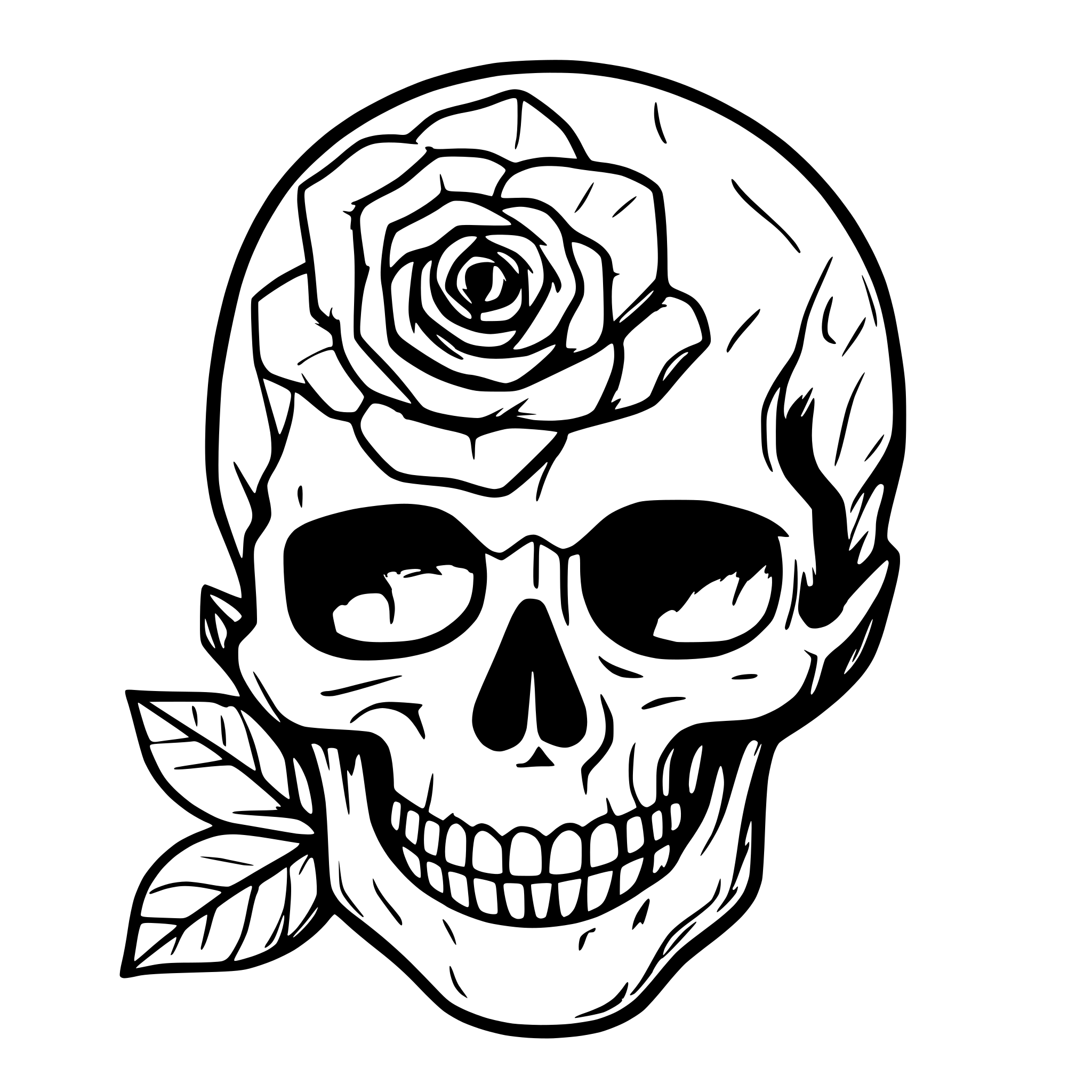 AI-generated SVG of 'skull and rose'