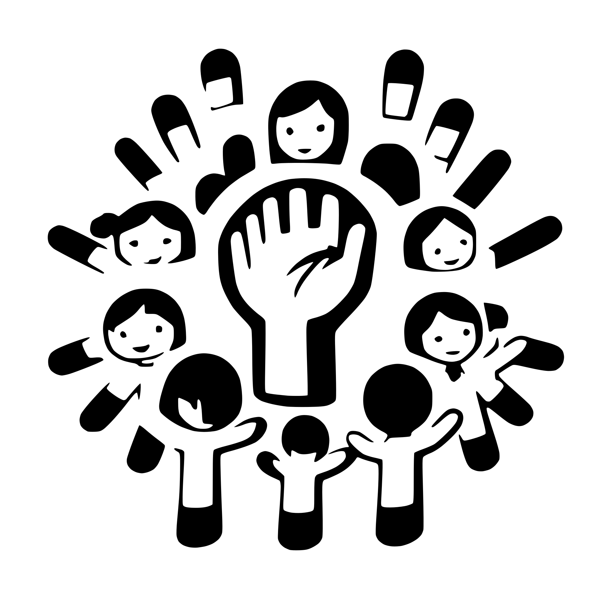 AI-generated SVG of a 12 boys and girls holdng hands