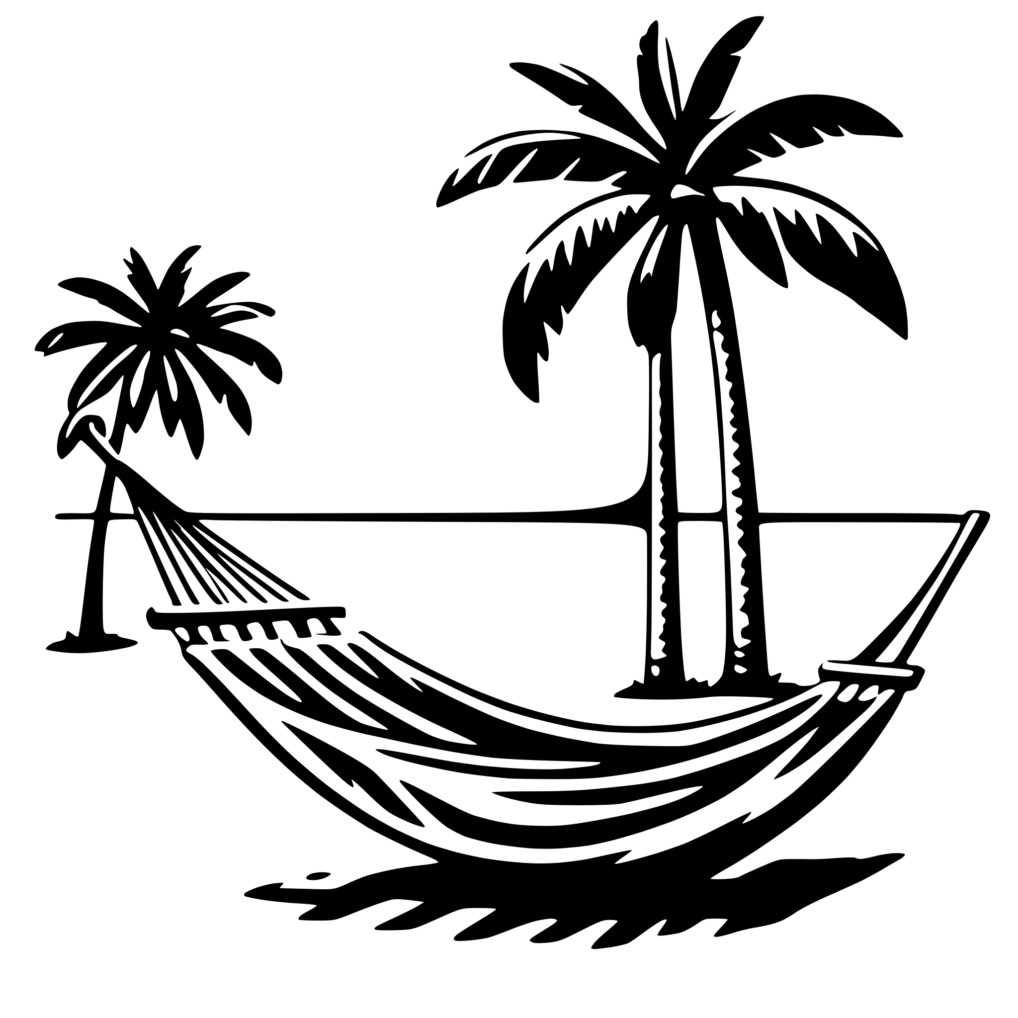 AI-generated SVG of 'palm trees and hammock'