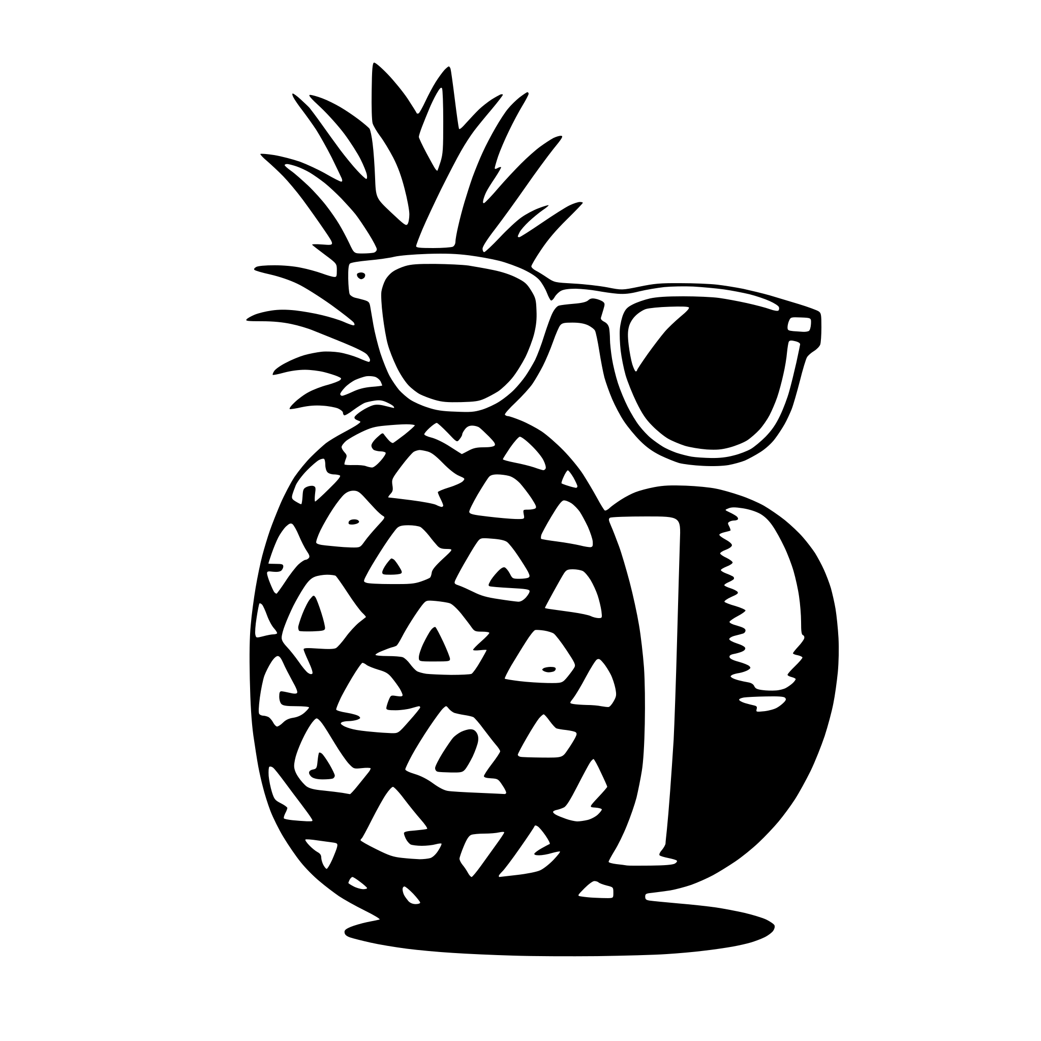 AI-generated SVG of 'pineapple and sunglasses'