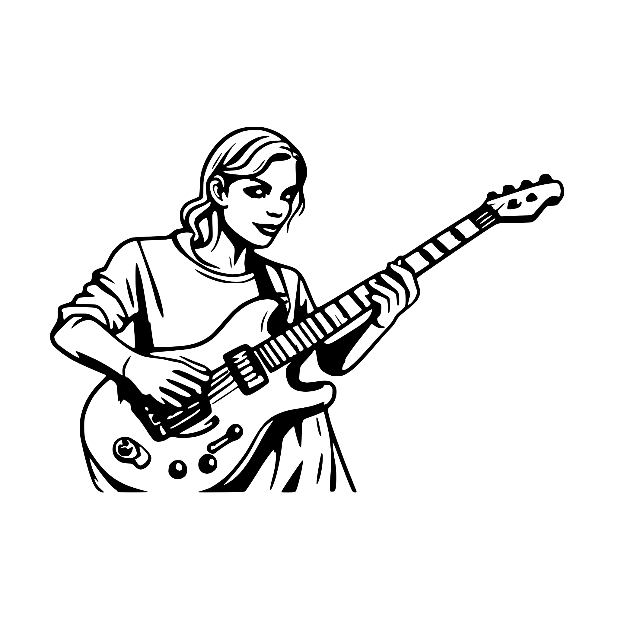 AI-generated SVG of 'a man, playing an electric guitar, the comic style, front view'