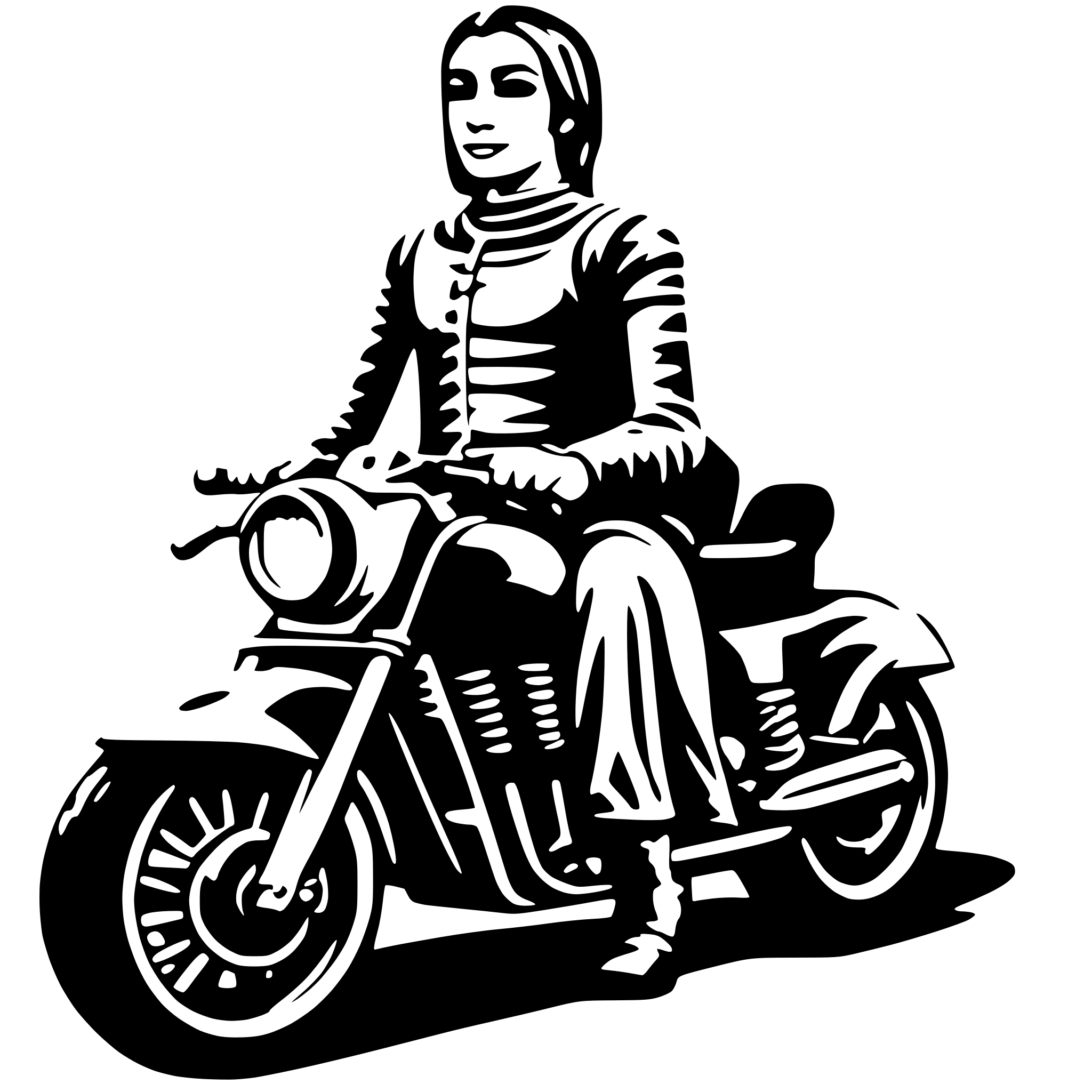 AI-generated SVG of 'BUDA ON THE MOTOBIKE'