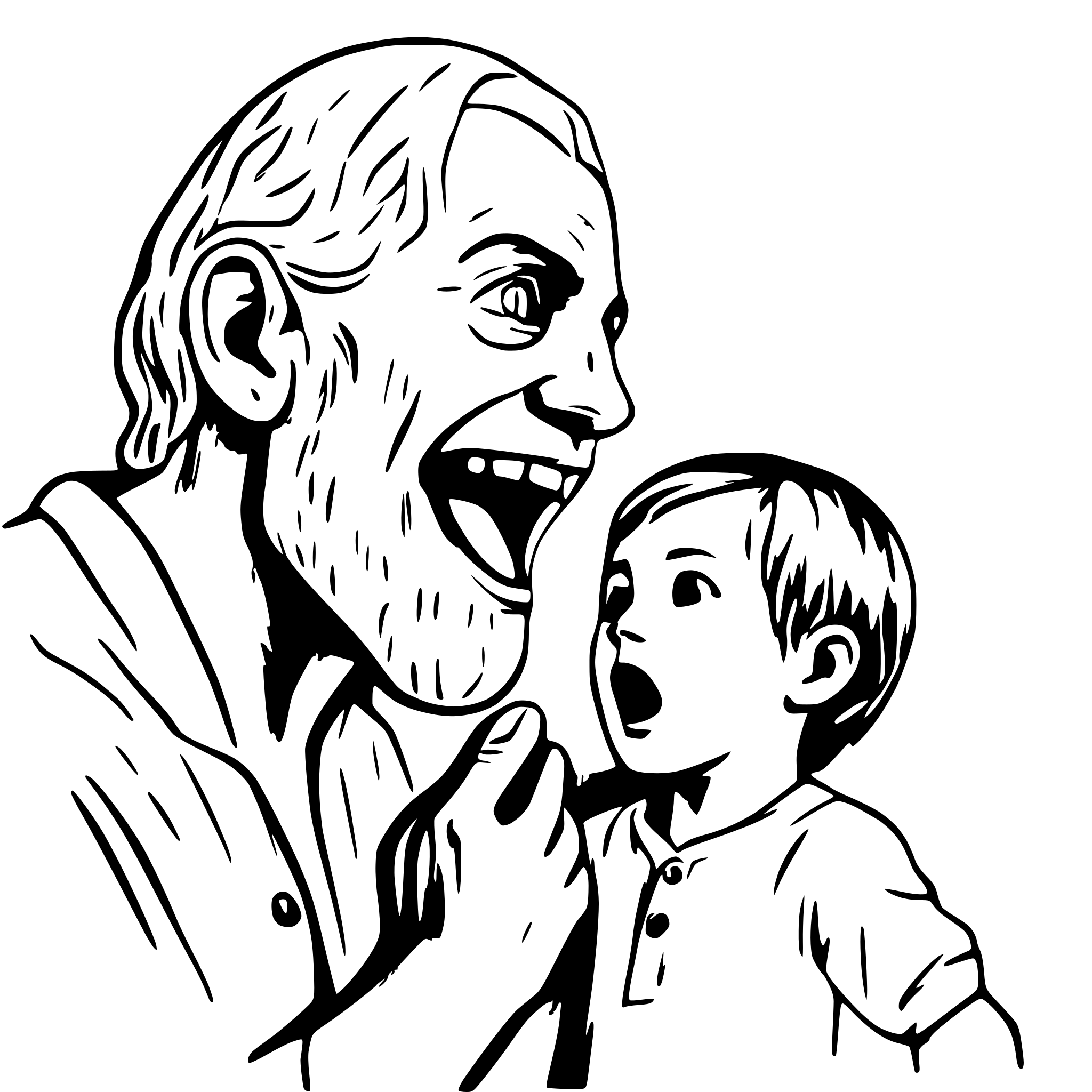 AI-generated SVG of a father screaming at his kid