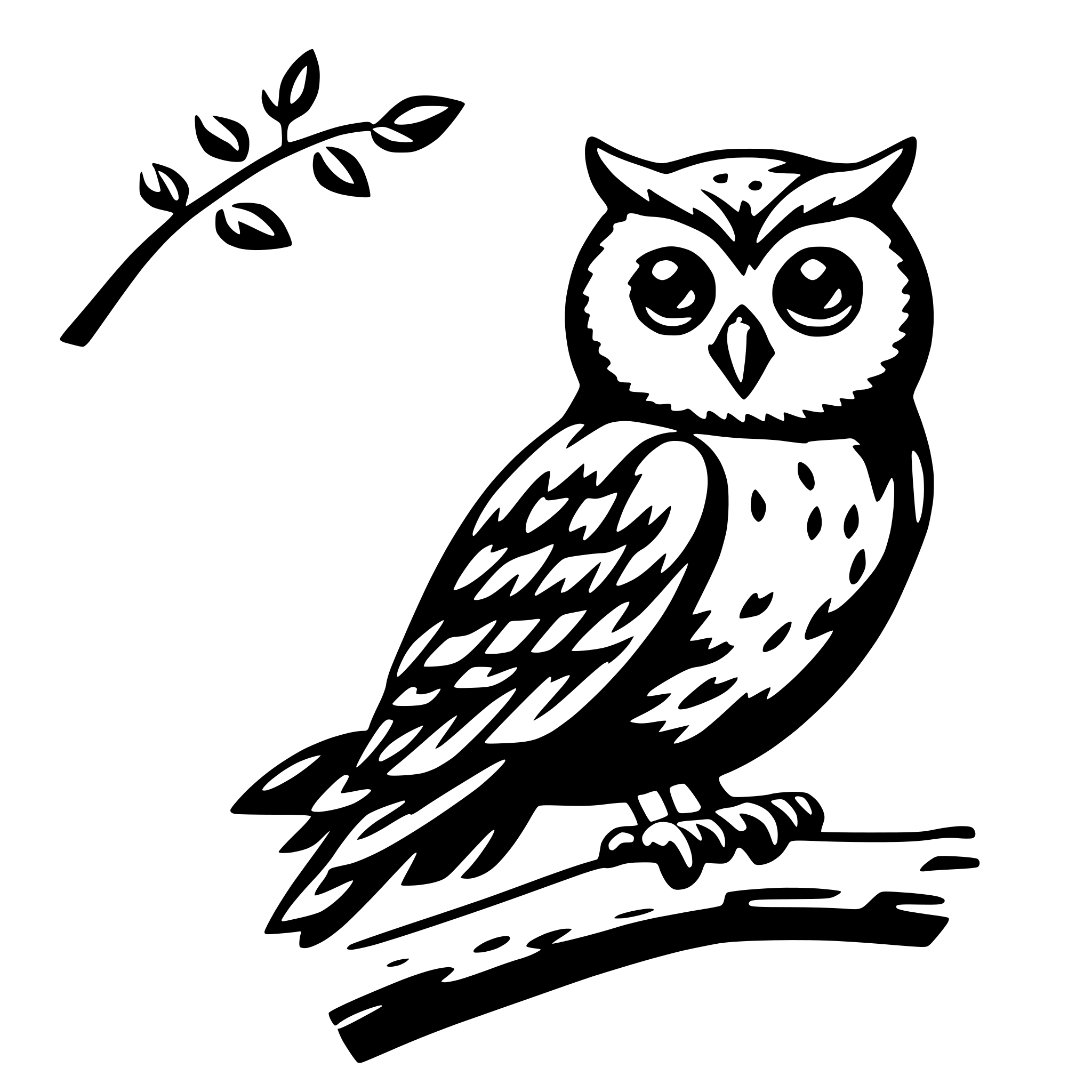 AI-generated SVG of 'owl on branch'