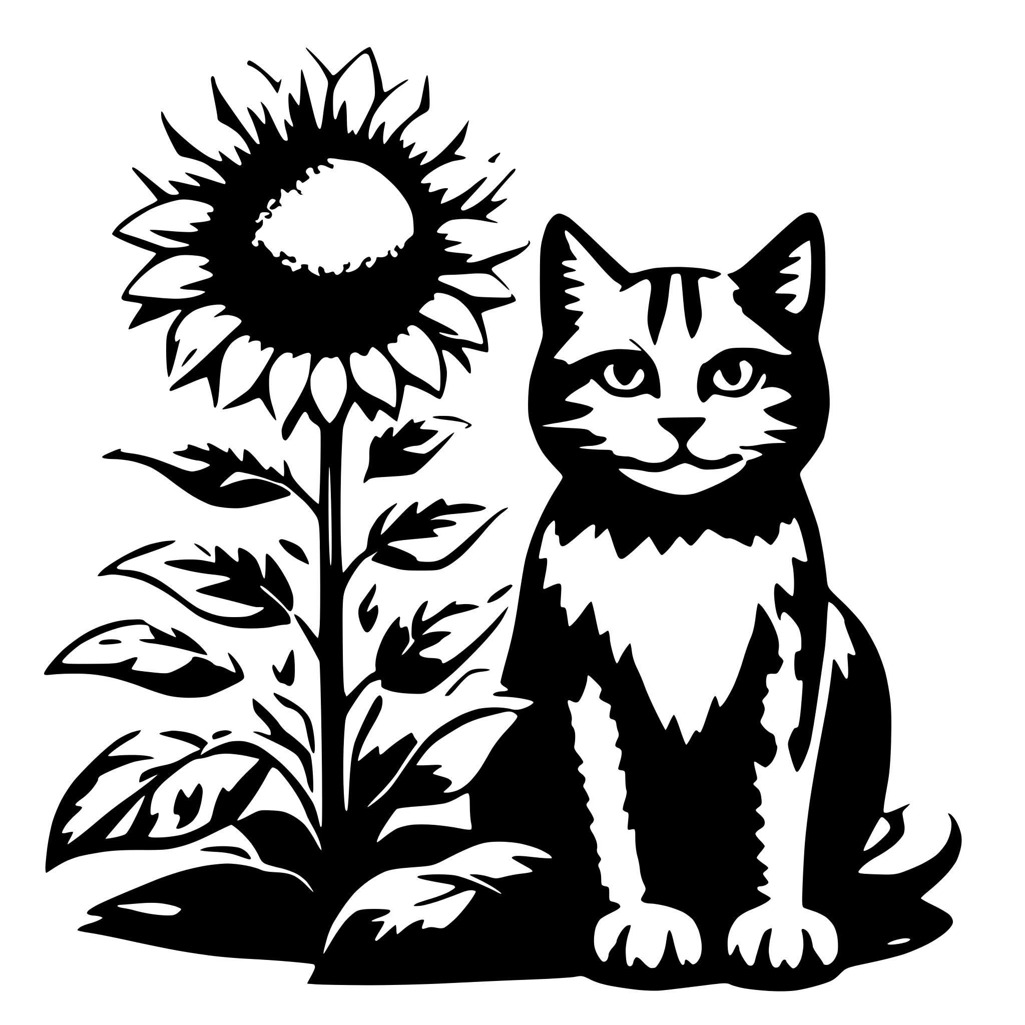 AI-generated SVG of 'sunflower with cat'