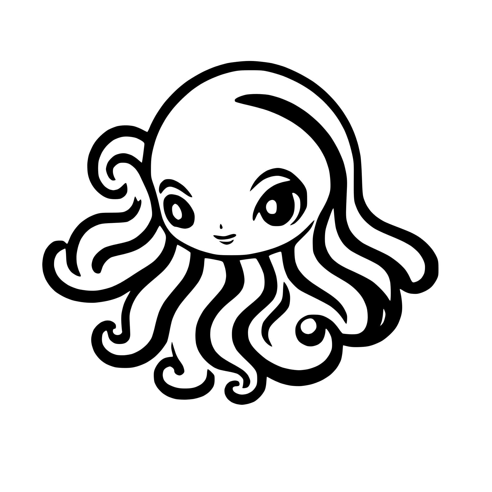 AI-generated SVG of 'tako luka (Megurine Luka octopus) as a very simple svg style use for logo inspired by Mangadex logo'
