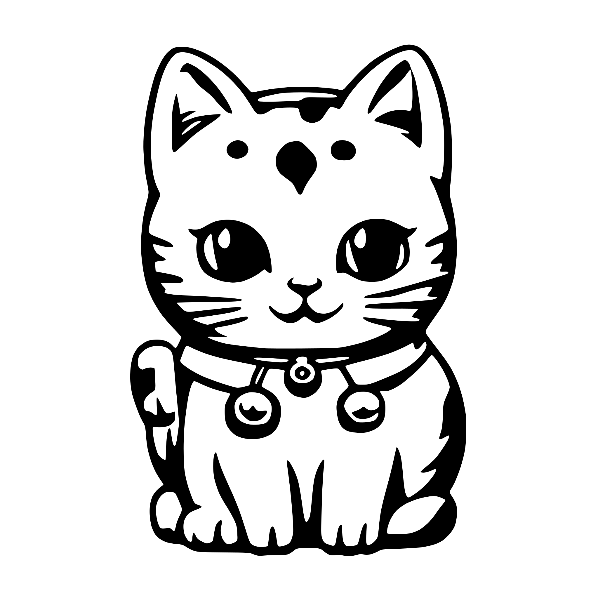 AI-generated SVG of a kawaii maneki neko lineart