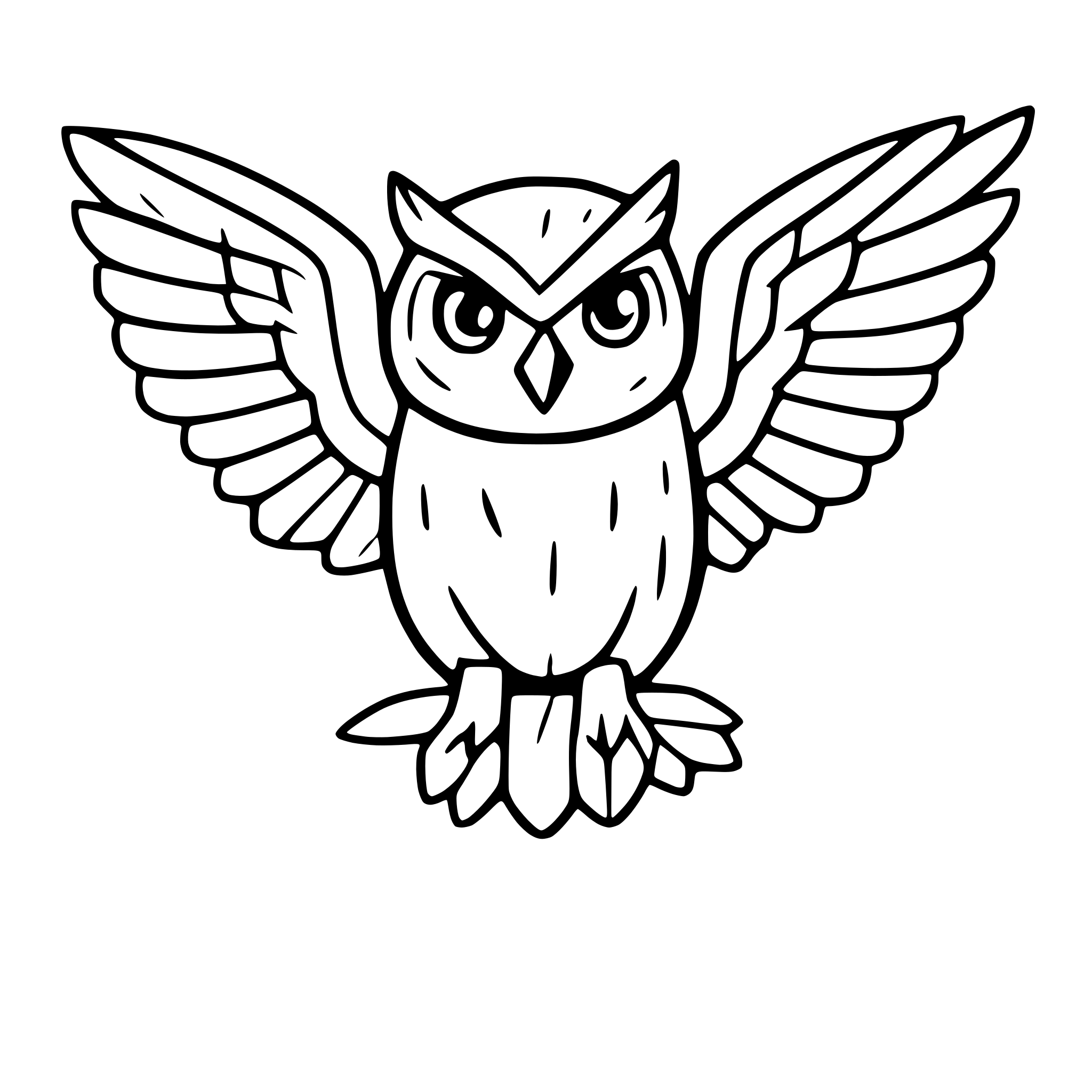 AI-generated SVG of 'detailed owl with open wings'