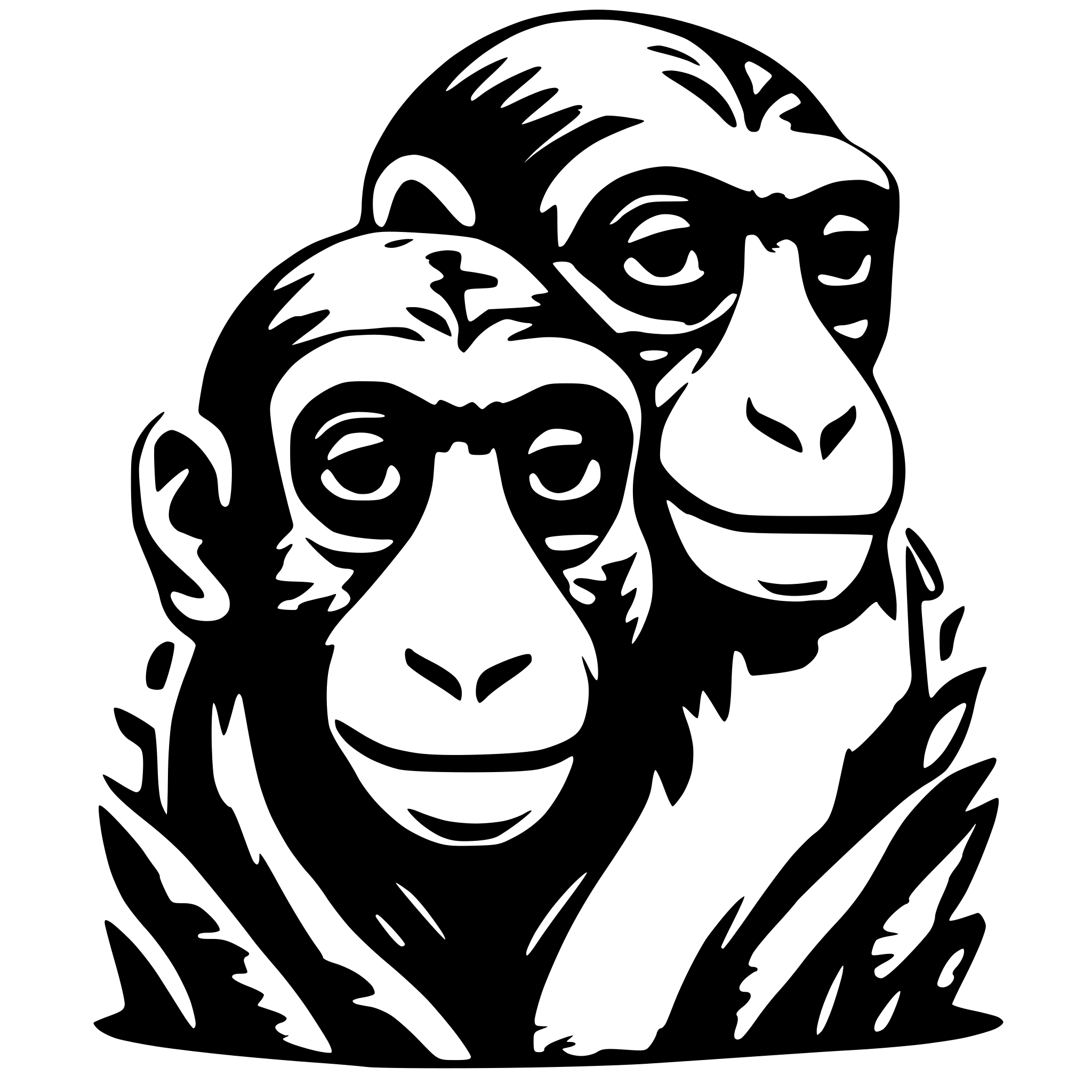 AI-generated SVG of a Three headed monkey stacked