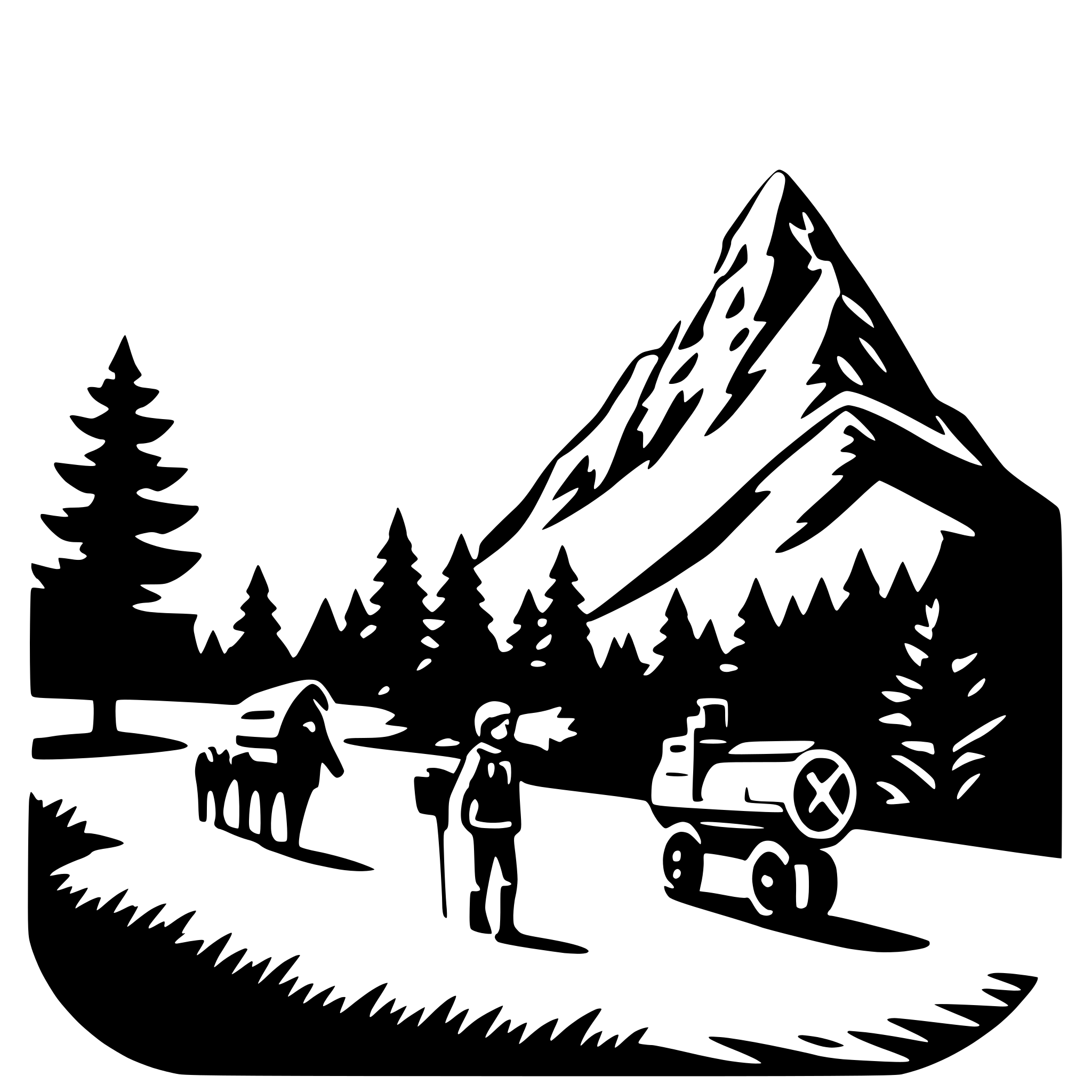 AI-generated SVG of a mountain expedition