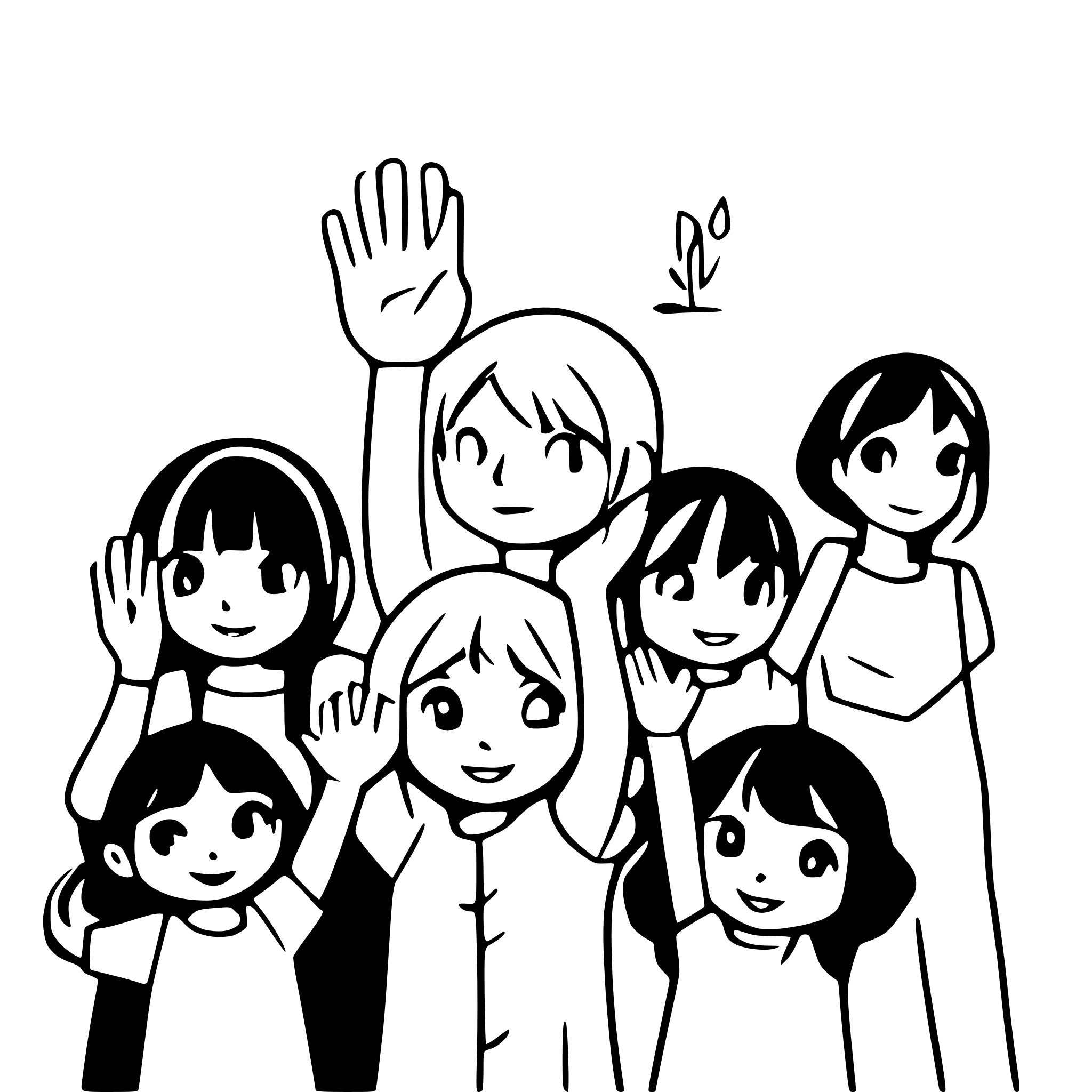 AI-generated SVG of 'many childsren who holding on their hands'