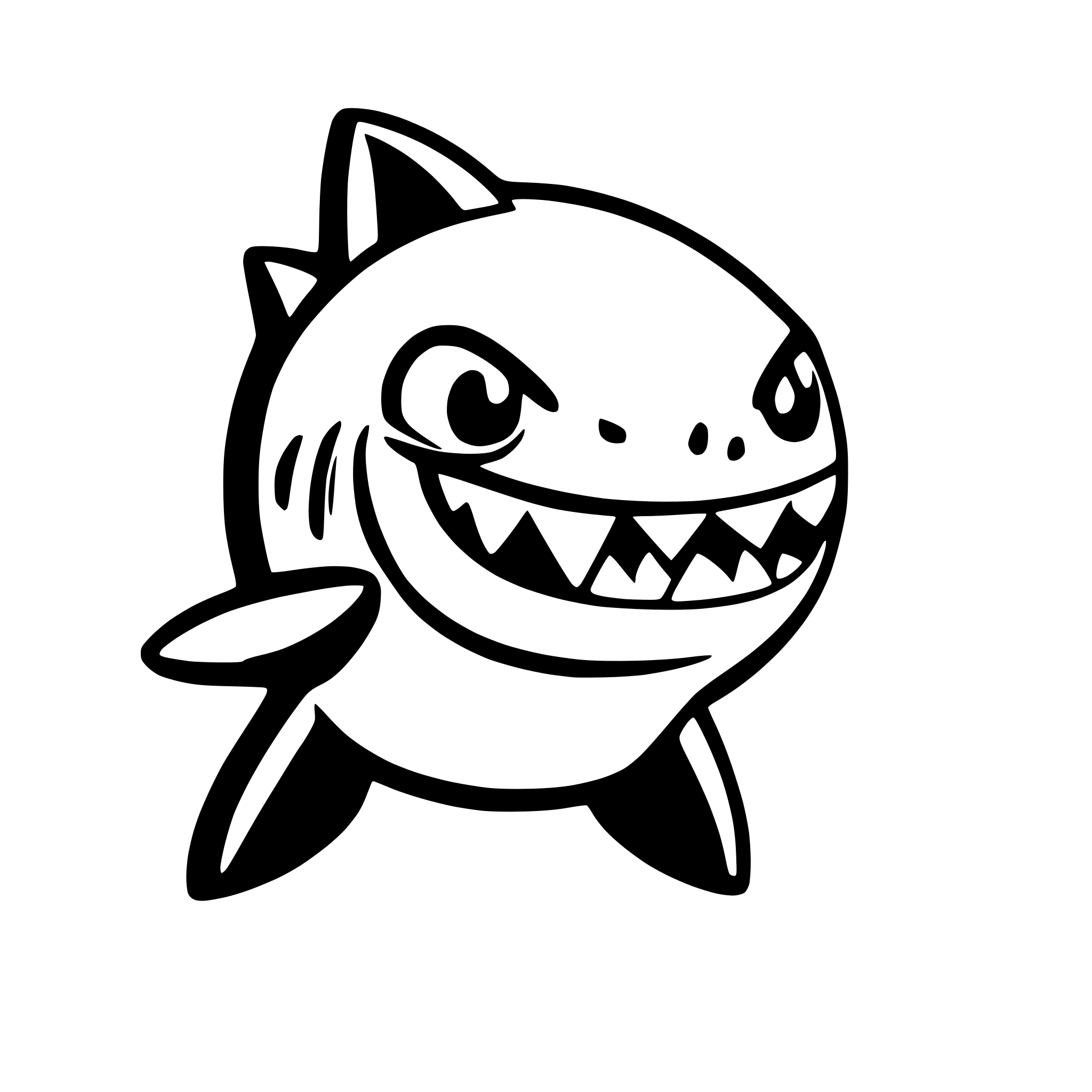 AI-generated SVG of 'Create an angry cartoon shark.'