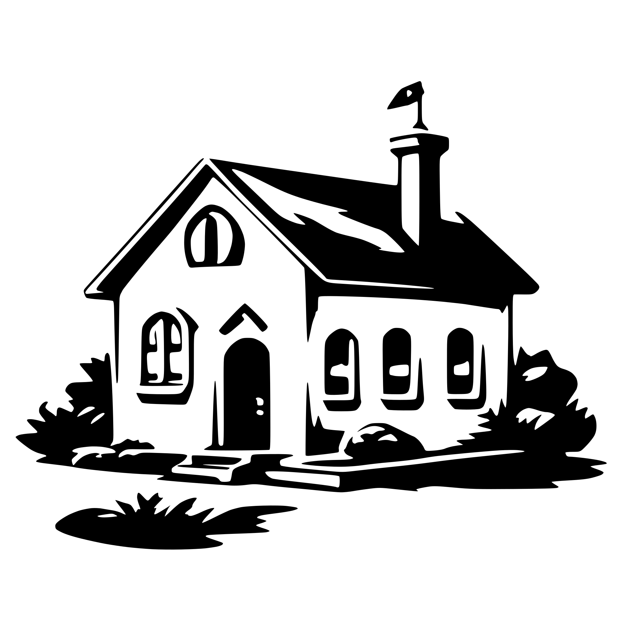 AI-generated SVG of a house with a one init