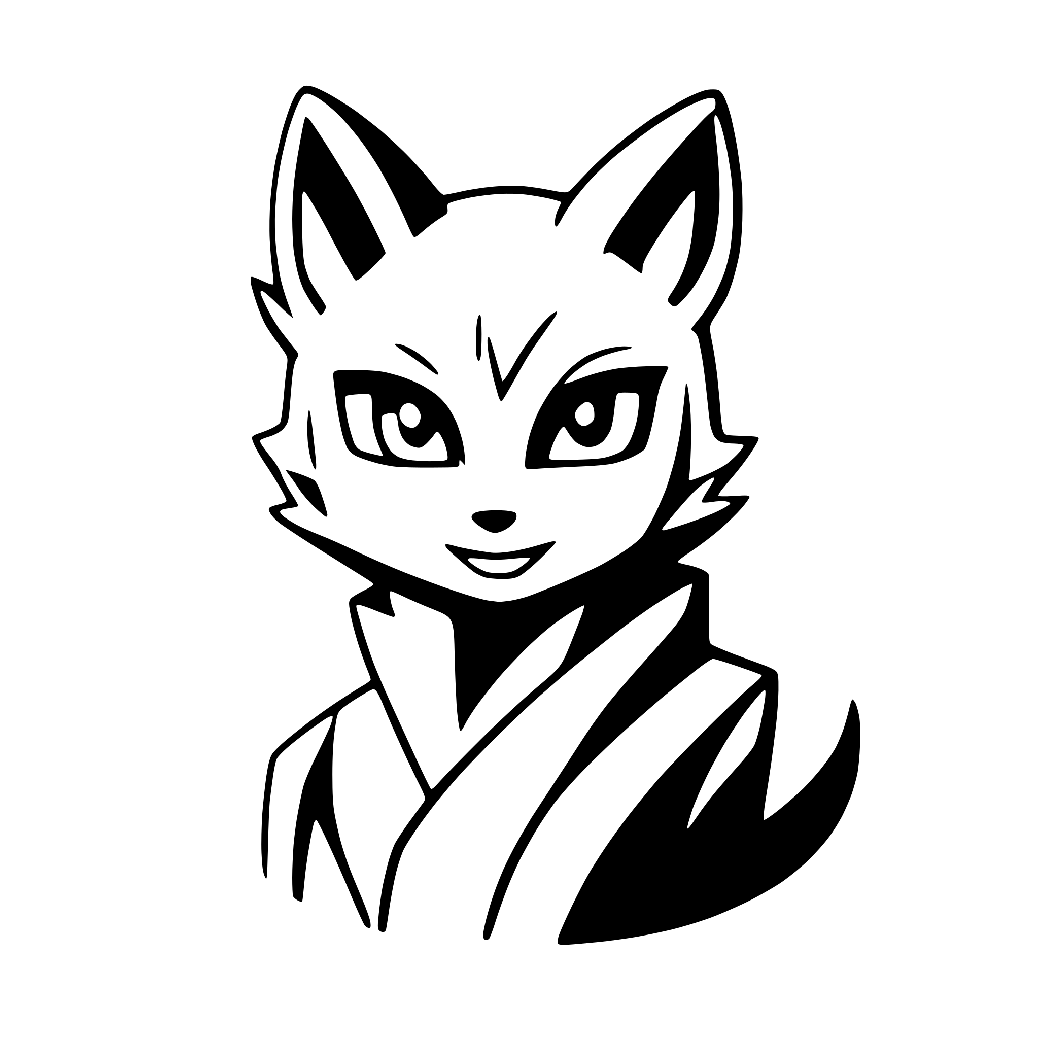 AI-generated SVG of a fox spirit with glowing eyes