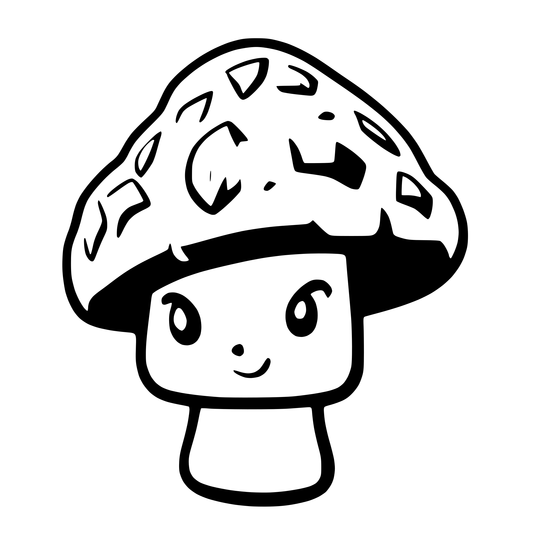 AI-generated SVG of a wolf's bane mushroom cap, ghost, cartoon