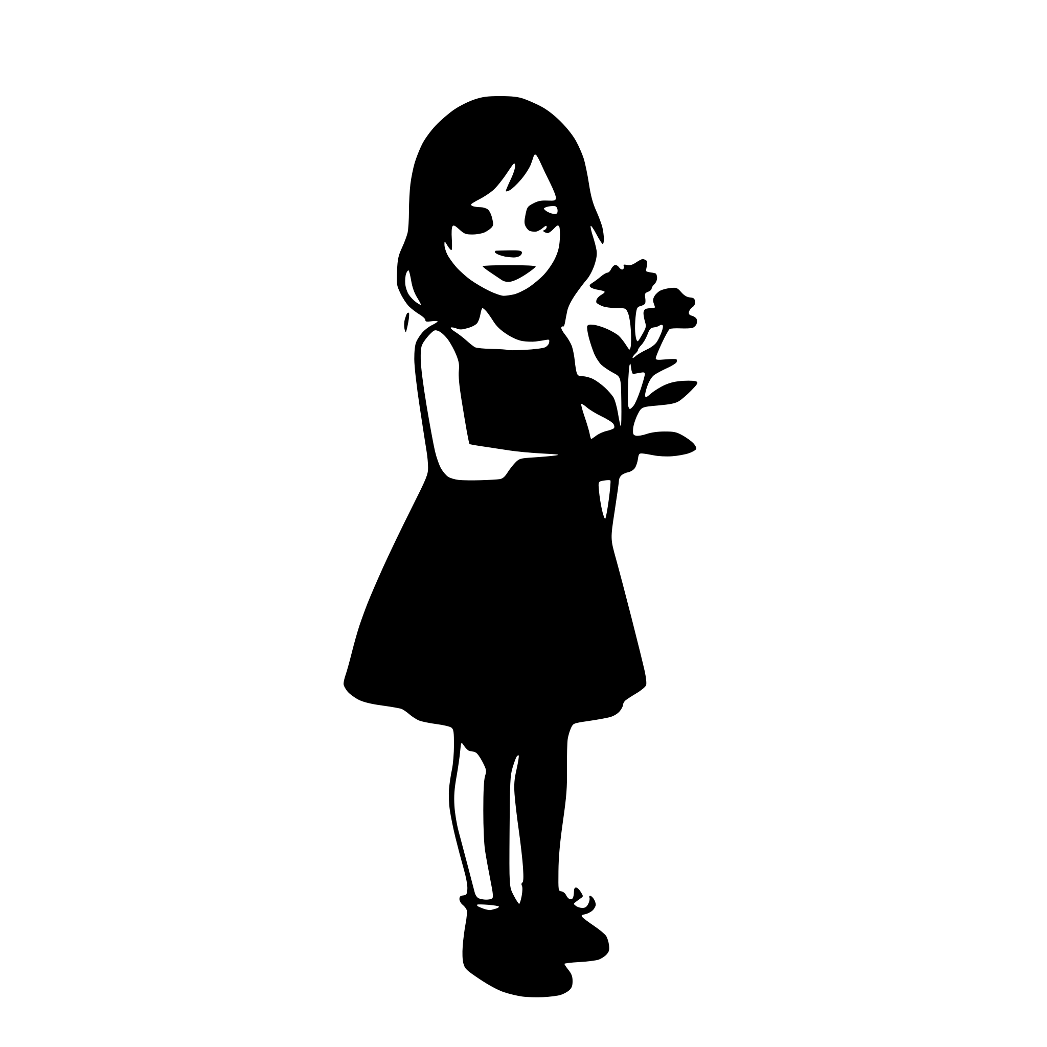 AI-generated SVG of a little girl with flower silhouette
