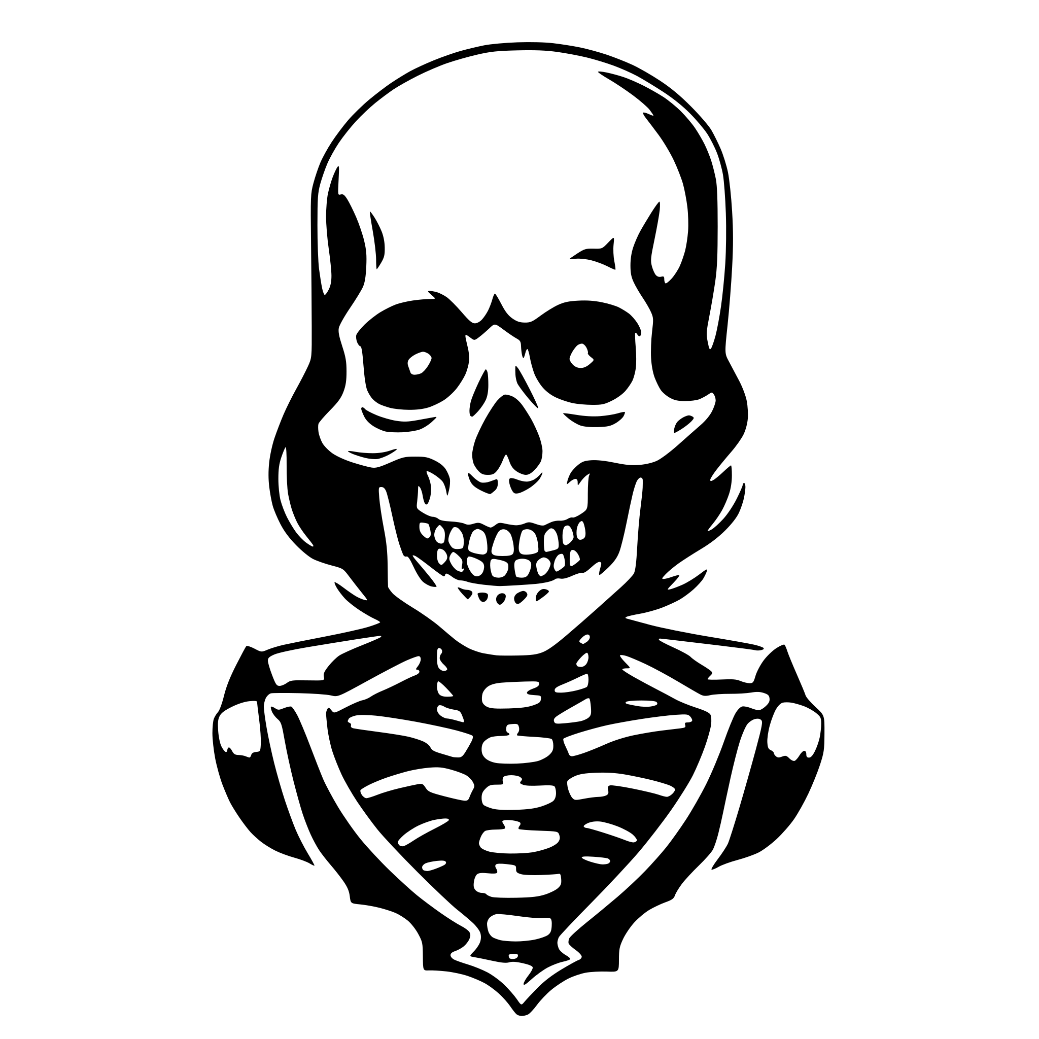 AI-generated SVG of 'Skeleton in Neo-traditional tattoo style'