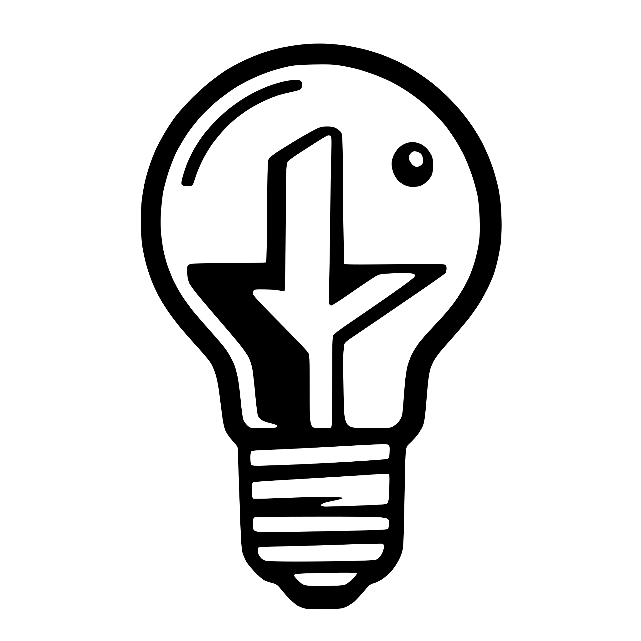 AI-generated SVG of a A very simple light bulb that is powered on, with a filament inside that looks like the letter M