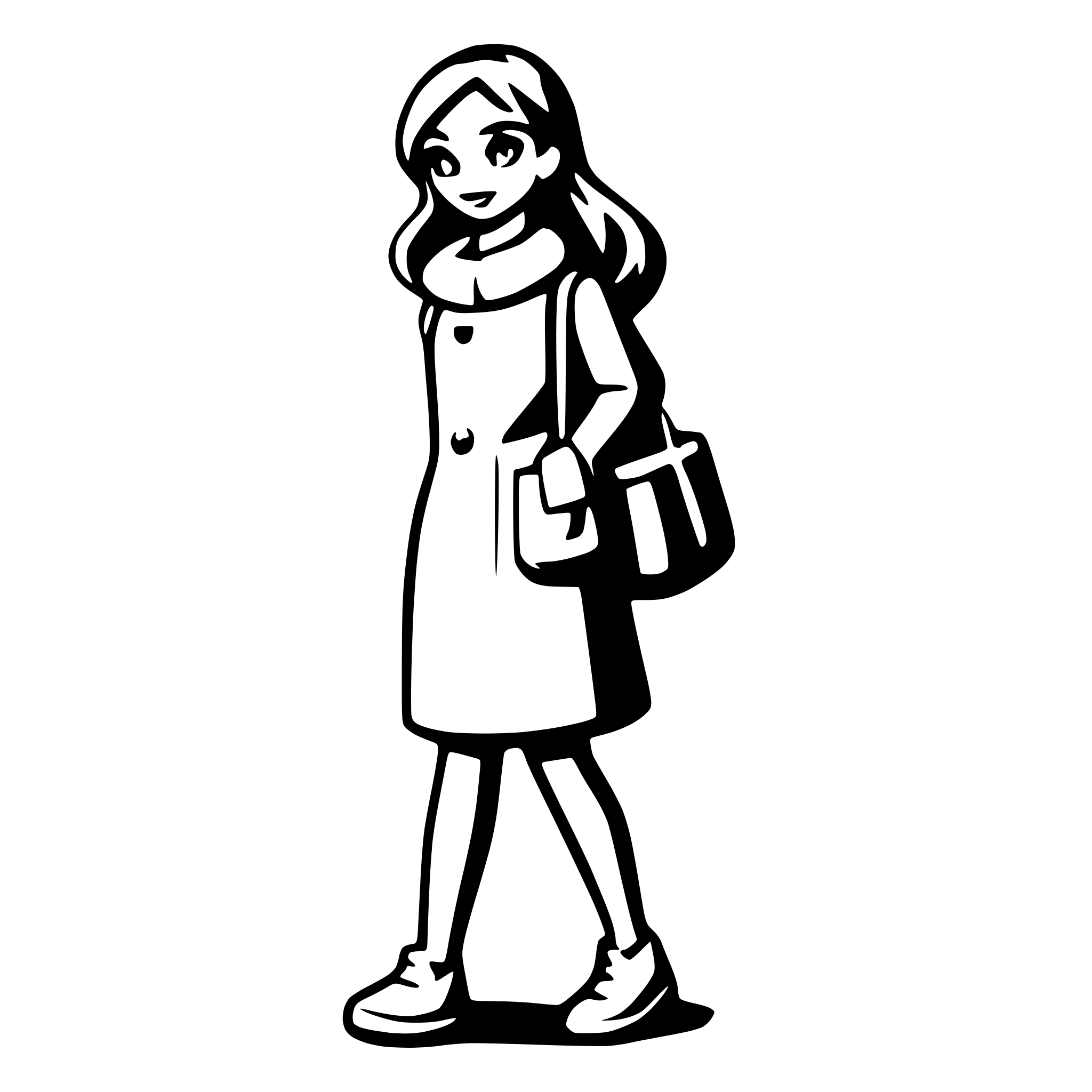 AI-generated SVG of a woman walking