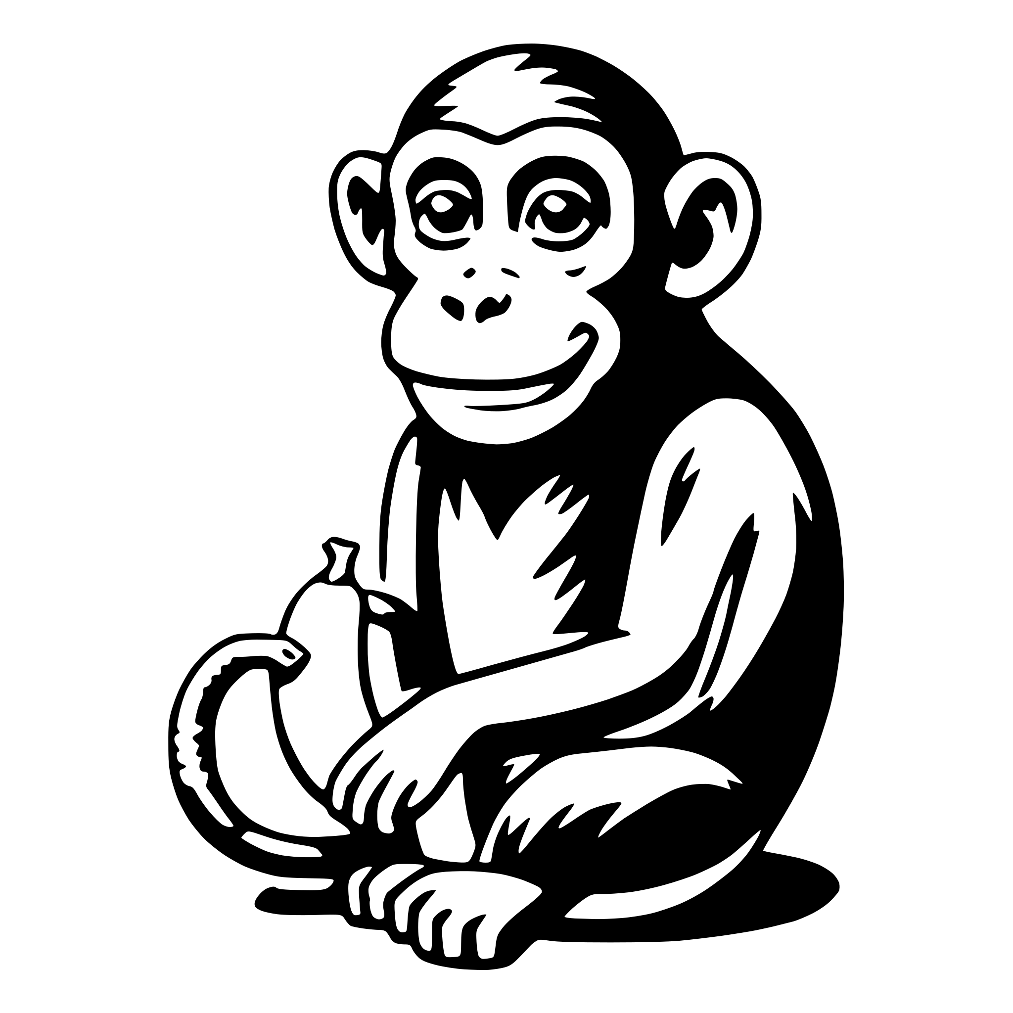 AI-generated SVG of 'monkey holding banana'