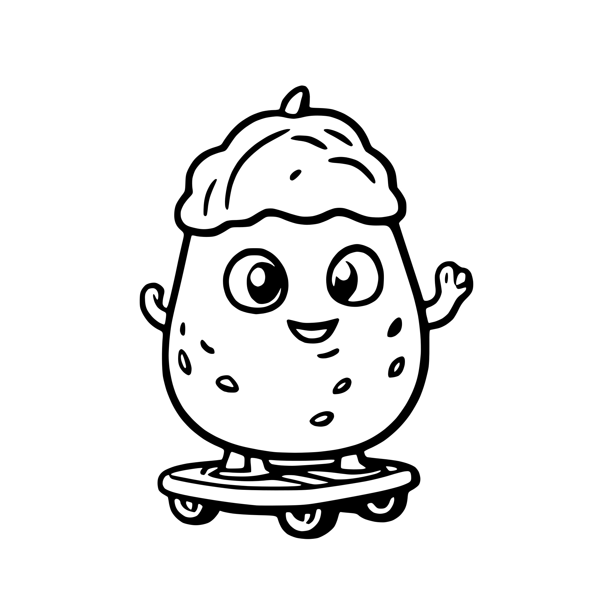 AI-generated SVG of 'a rollerblading avocado'