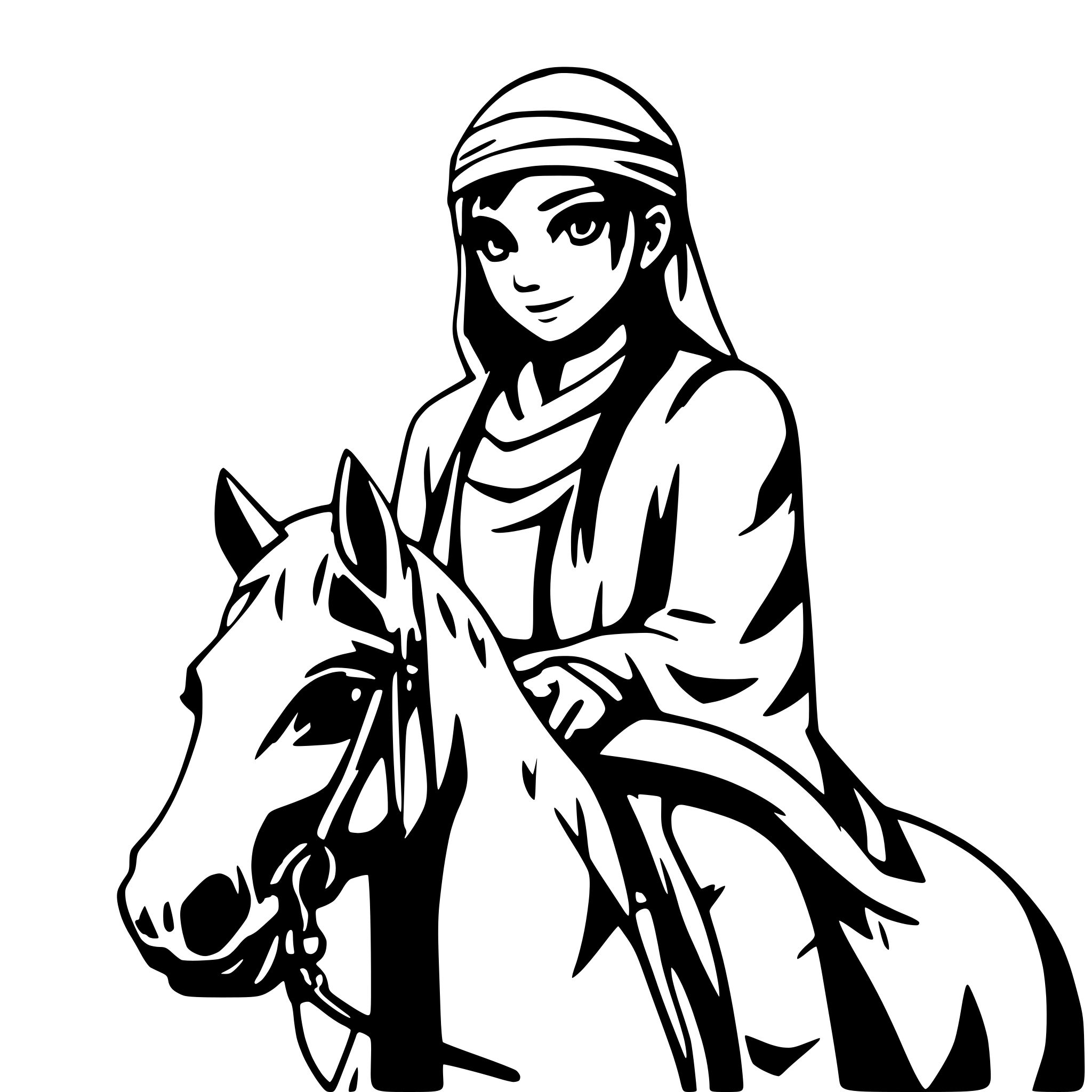 AI-generated SVG of a hisorical arabic man on horse