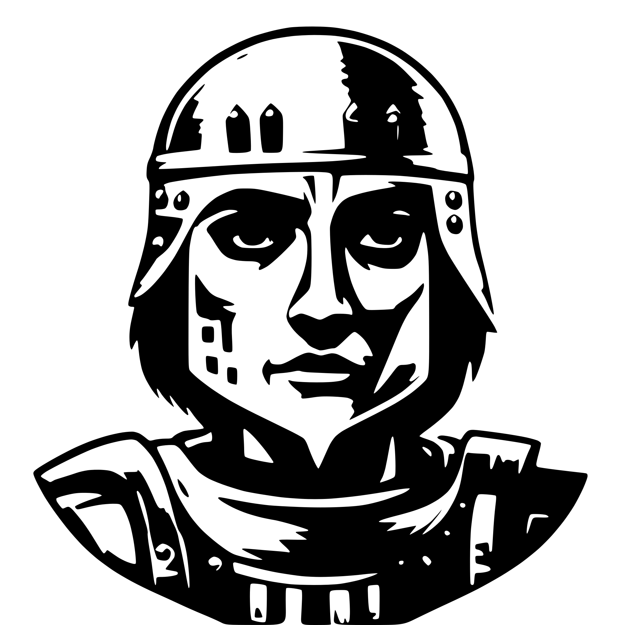 AI-generated SVG of a person wearing a gladiator mask. Pixelated with very low res