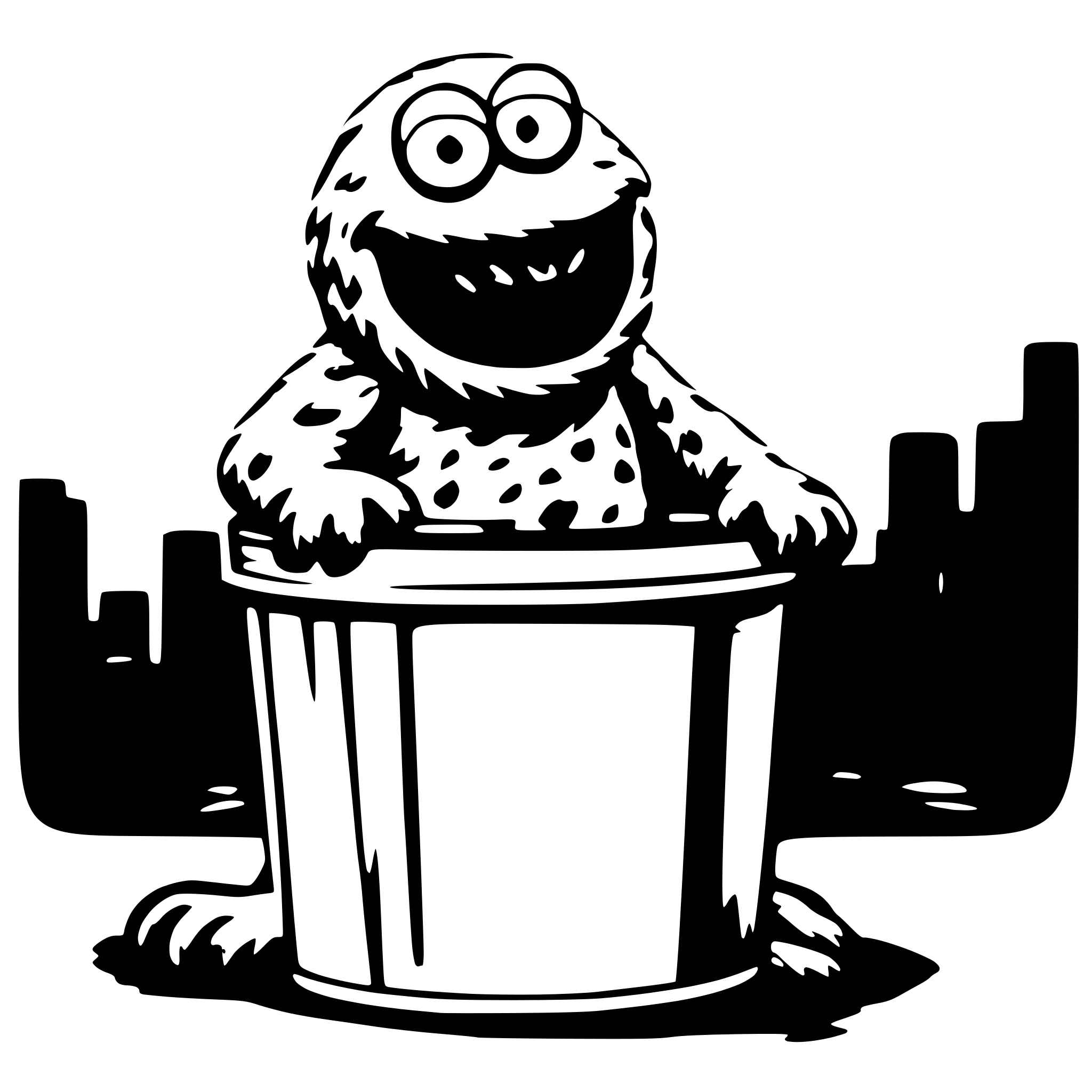 AI-generated SVG of a Cookie Monster from the garbage can